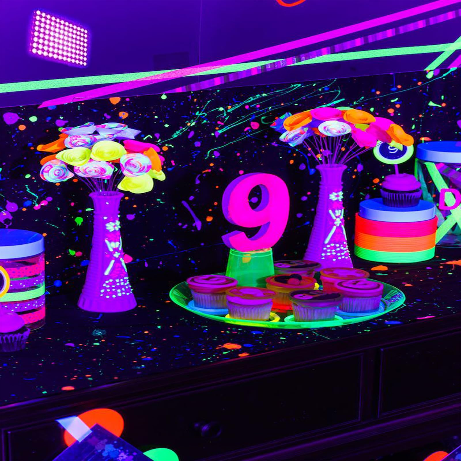 Indmird 150W Blacklight Flood Light - Aluminum, Plug & Switch, Perfect For Glow Parties & Halloween, Model Chx010, Black