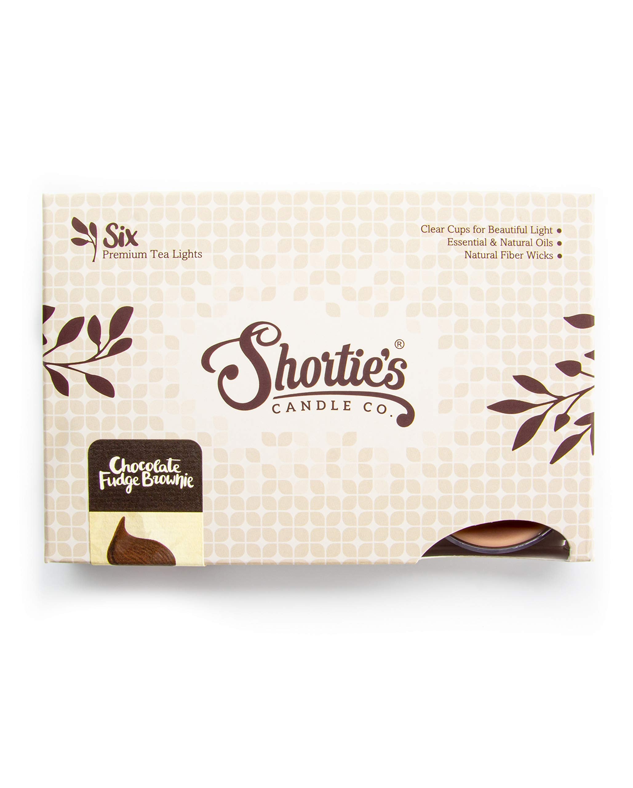 ShortieS Candle Company Chocolate Fudge Brownie Tealight Candles - Brown, 24 Highly Scented Paraffin Wax Tea Lights, Model 46067