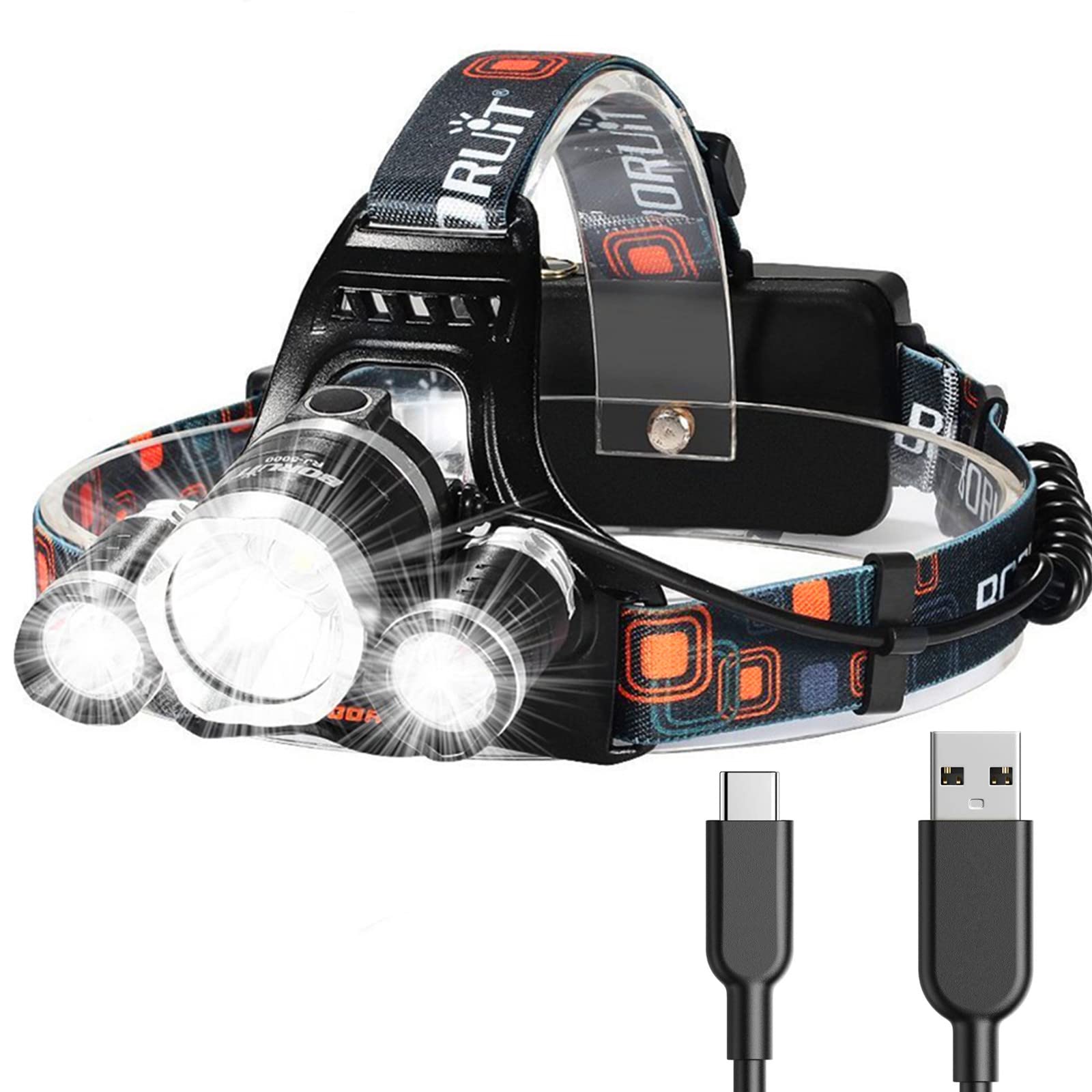 Hqdz-td Rechargeable Headlamp 20000 Lumen Waterproof Adjustable Light Model Td-S1