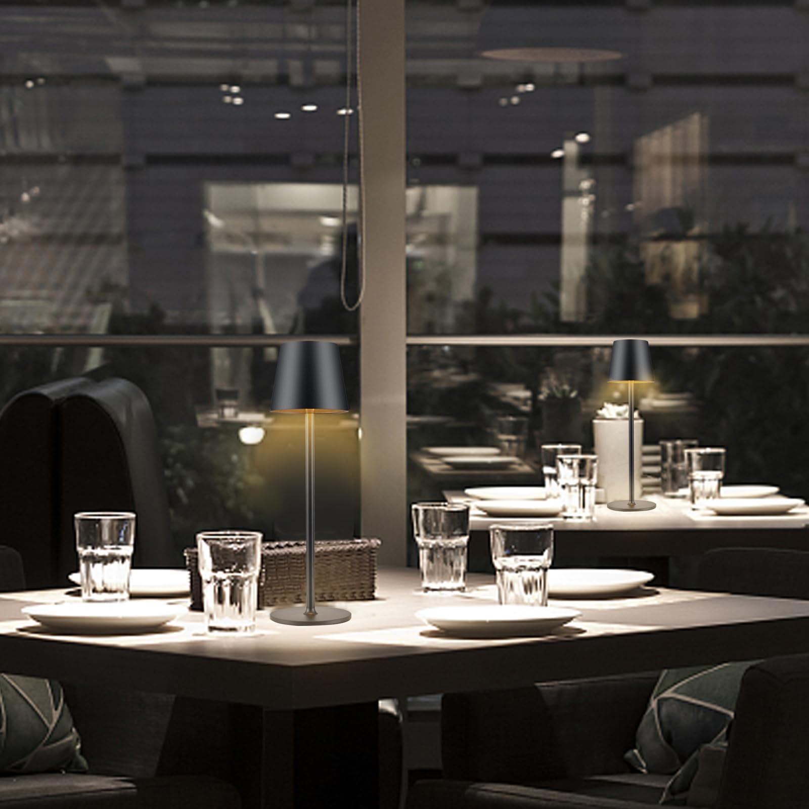 IMQSQIK Cordless Table Lamp, 5000mAh Rechargeable LED, 3 Color Modes, Black, Model CL-2pblack