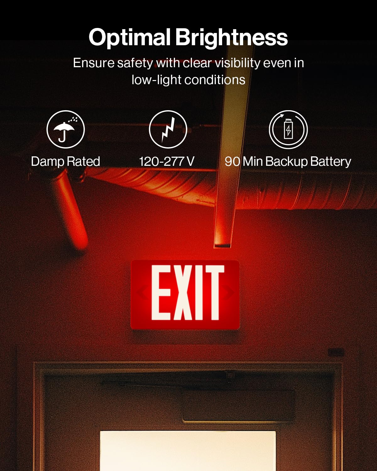 Sunco 6 Pack Led Exit Sign With Emergency Light, Commercial Grade Double Sided Fire Exit Lights, Backup Battery, Illuminated Eme