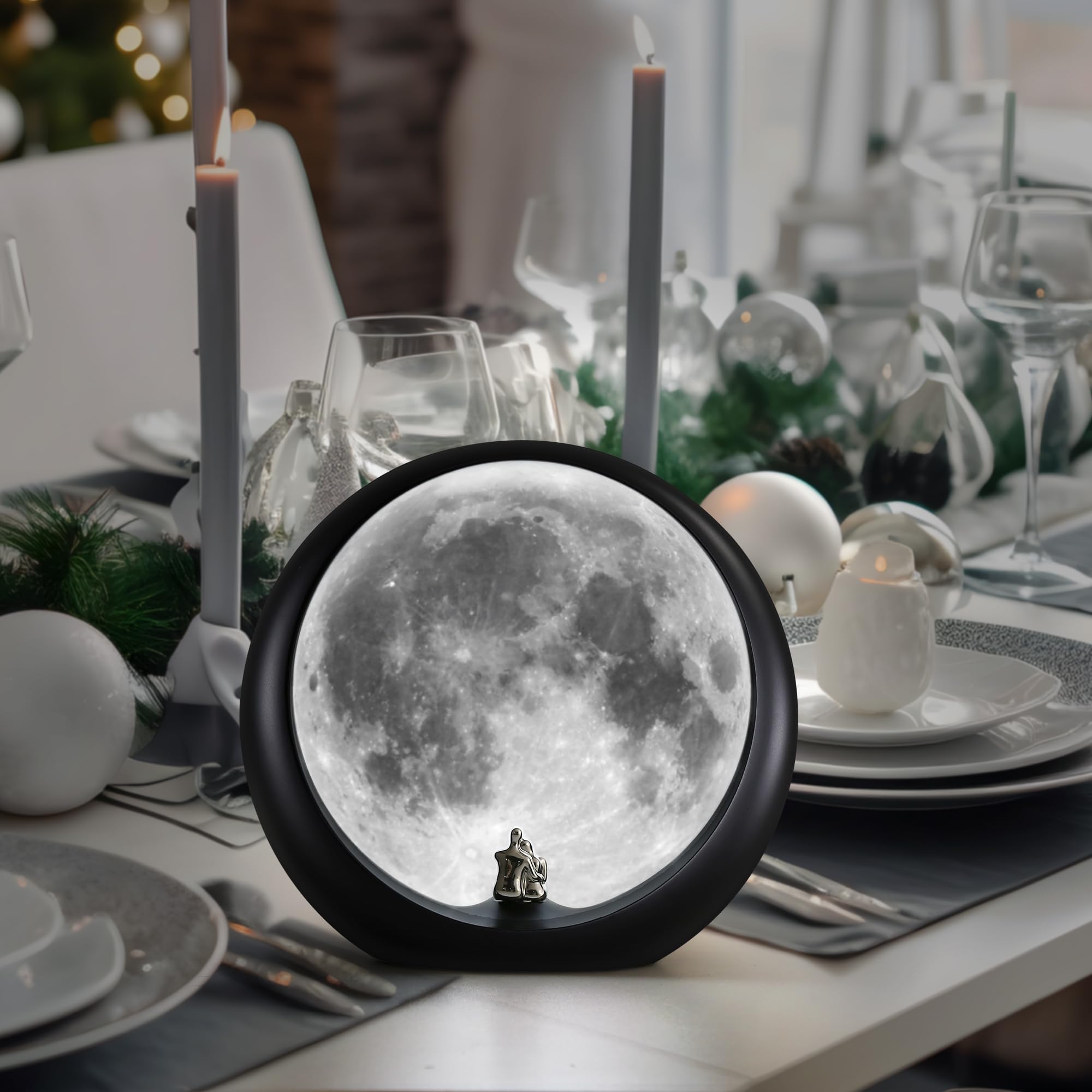 Mamre Super Moon Lamp Dimmable Nightlight Unique Gift For Him/Her-Snguule Lovers Sitting Under The Super Moon