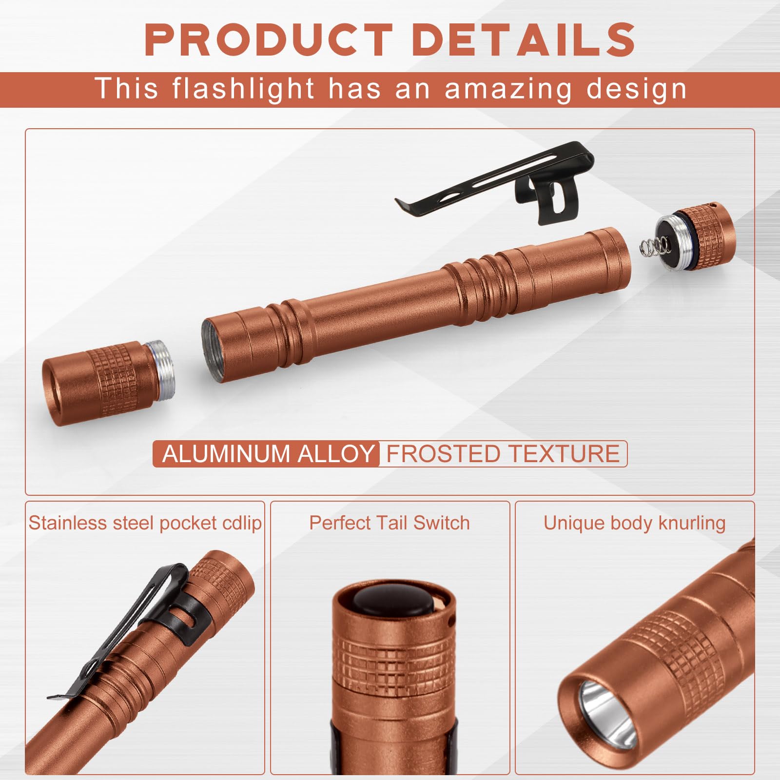 Hortsun Mini Pen Light Flashlights, 20 Pcs, 5.12 Inch, Multicolor, Pocket-Sized LED Torches with Clip