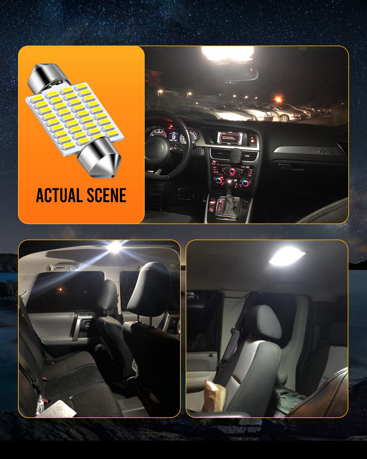 LUYED 6418 6411 LED Bulb 860 Lumens Xenon White Canbus Error Free 1.5 inches 36mm DE3423 DE3425 LED Lights for Interior Dome Map