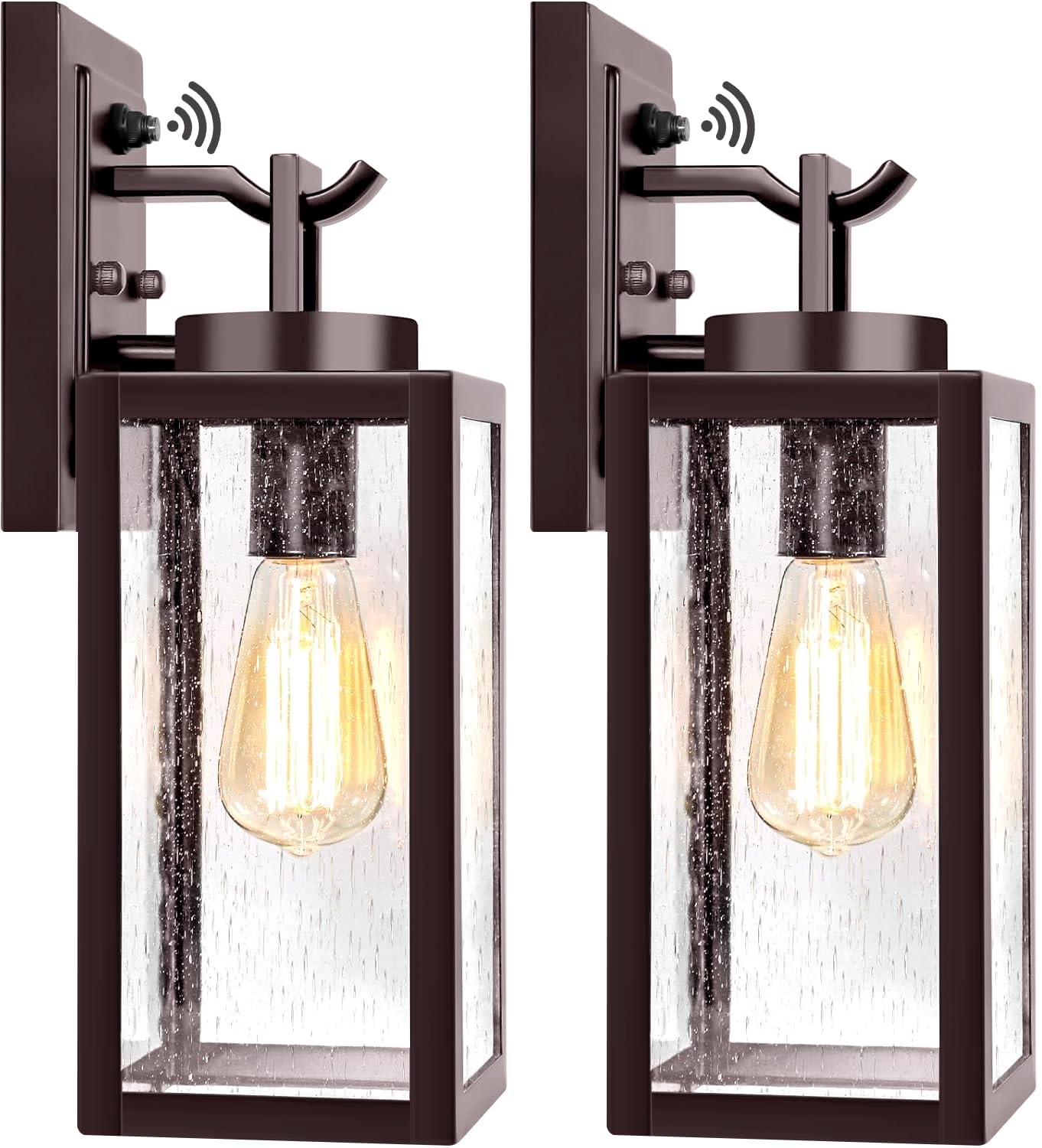 2 Packs Dusk to Dawn Outdoor Wall Lantern with Sensor, Exterior Porch Light Fixtures Wall Mount, 100% Waterproof Anti-Rust, Outd