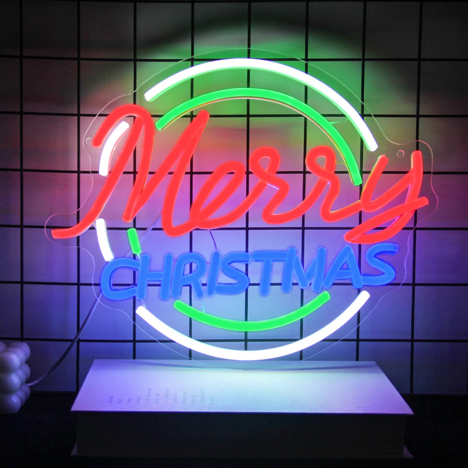 Kullneon Merry Christmas Neon Sign - Dimmable LED Neon Light Sign with Colorful Letters for Bedroom, Bar, Xmas Party, Christmas