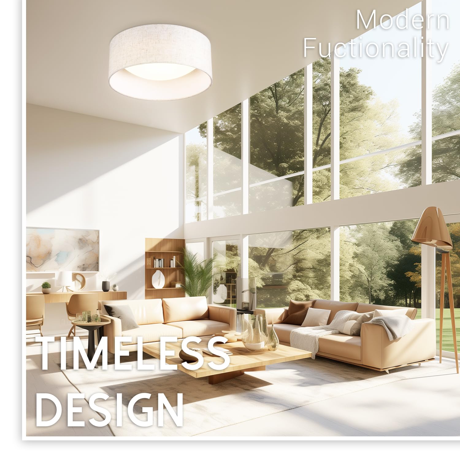 Hamilyeah Flush Mount Ceiling Light Fixture 10 Inch, 15W Led Ceiling Light With Fabric Shade, Modern Hallway Lighting Fixtures C