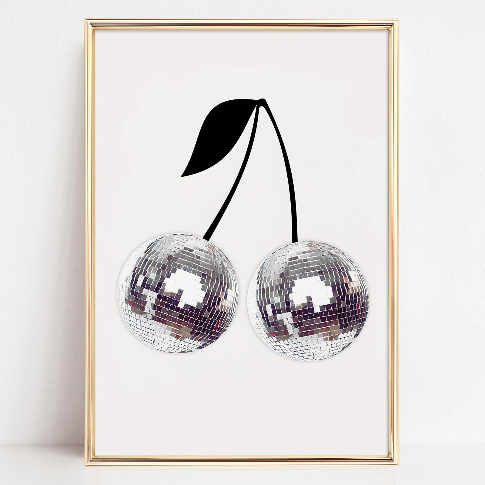 Disco Ball Painting Canvas Trendy Funky Posters Cherry Art Print Disco Party Wall Poster Disco Ball Artwork Bar Cart Decor Canva