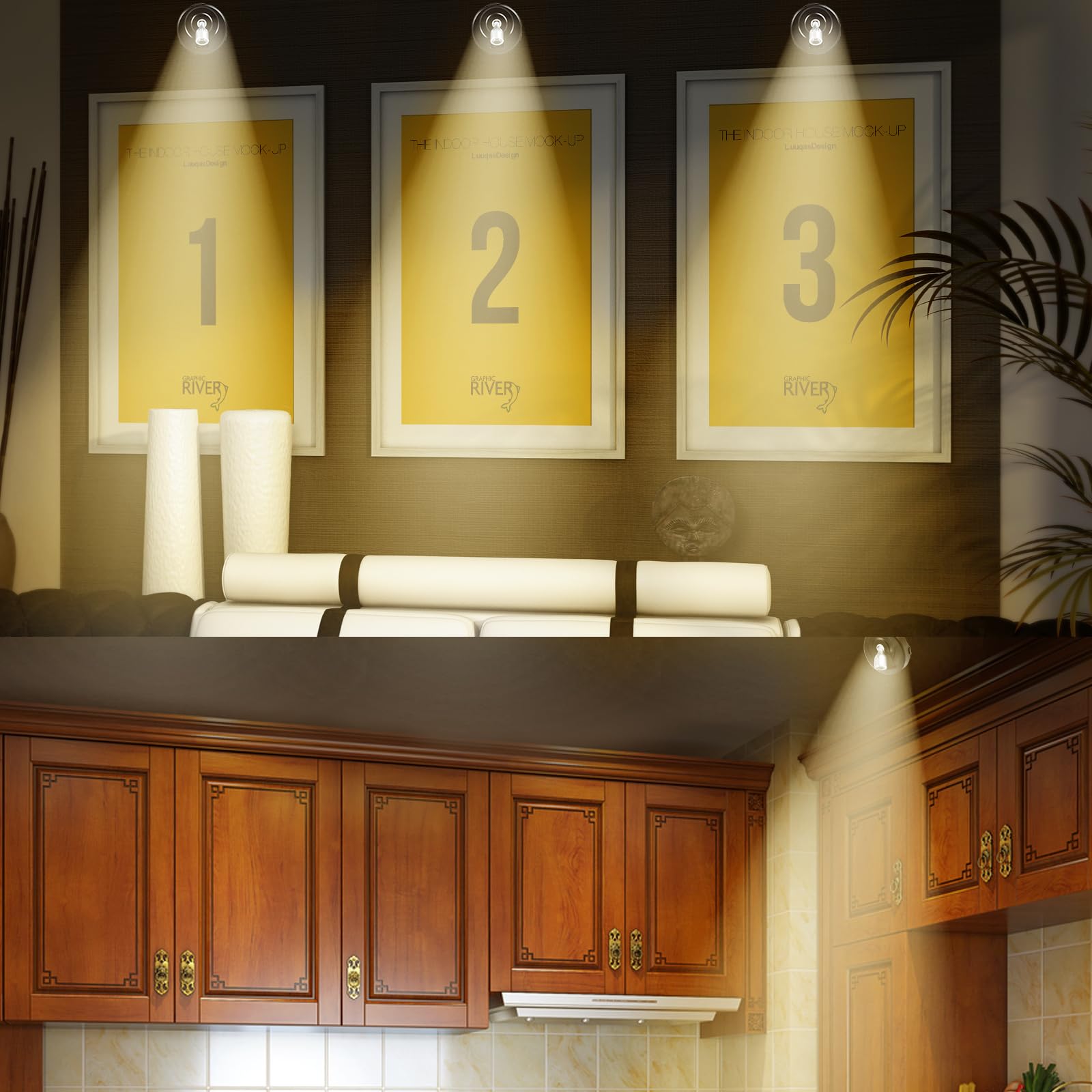 Hofuy 4-Pack Wireless Led Spotlight, Battery Powered Picture Lights, Plants Spot Light, Puck Lights With Remote, Indoor Uplights