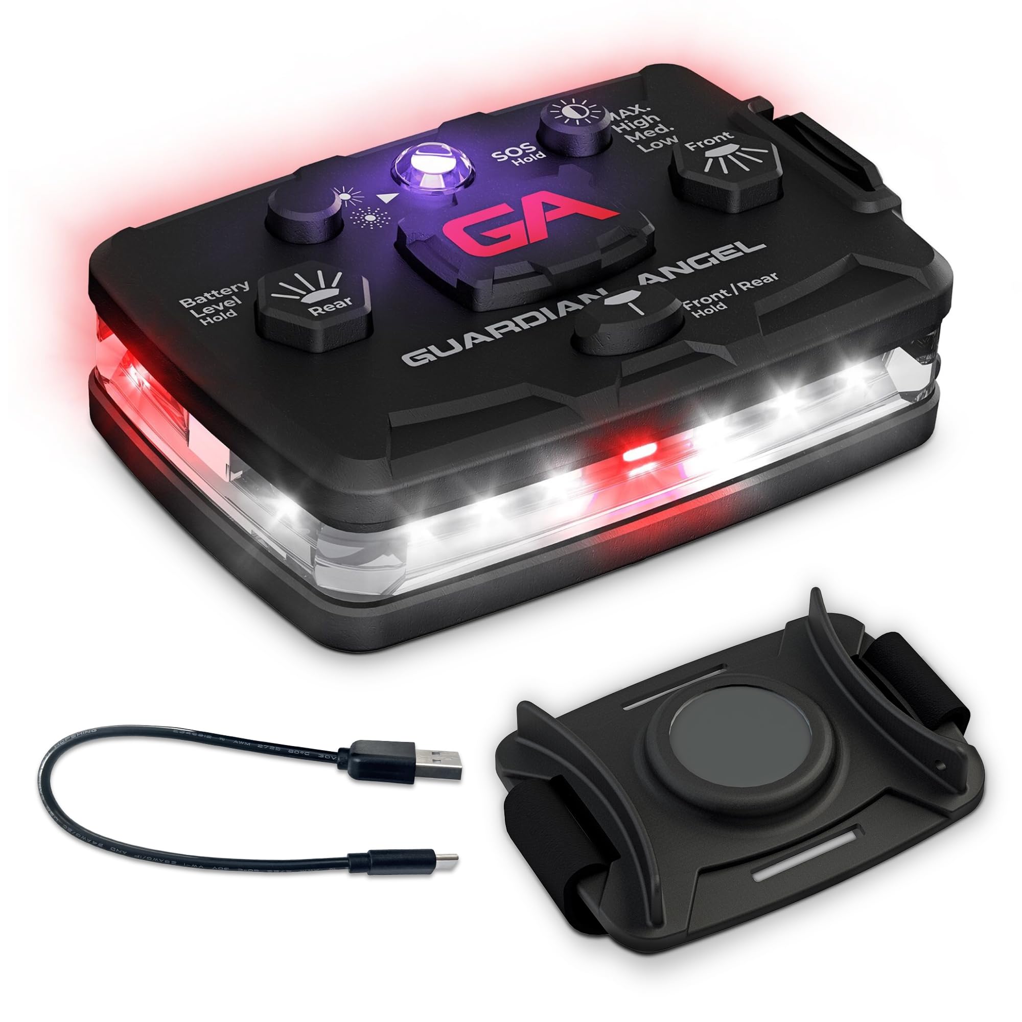 Guardian Angel Elite Series Safety Light, Infrared-Hybrid - White Front & Red Rear - Rechargeable, Magnetic, Hands-Free Wearable