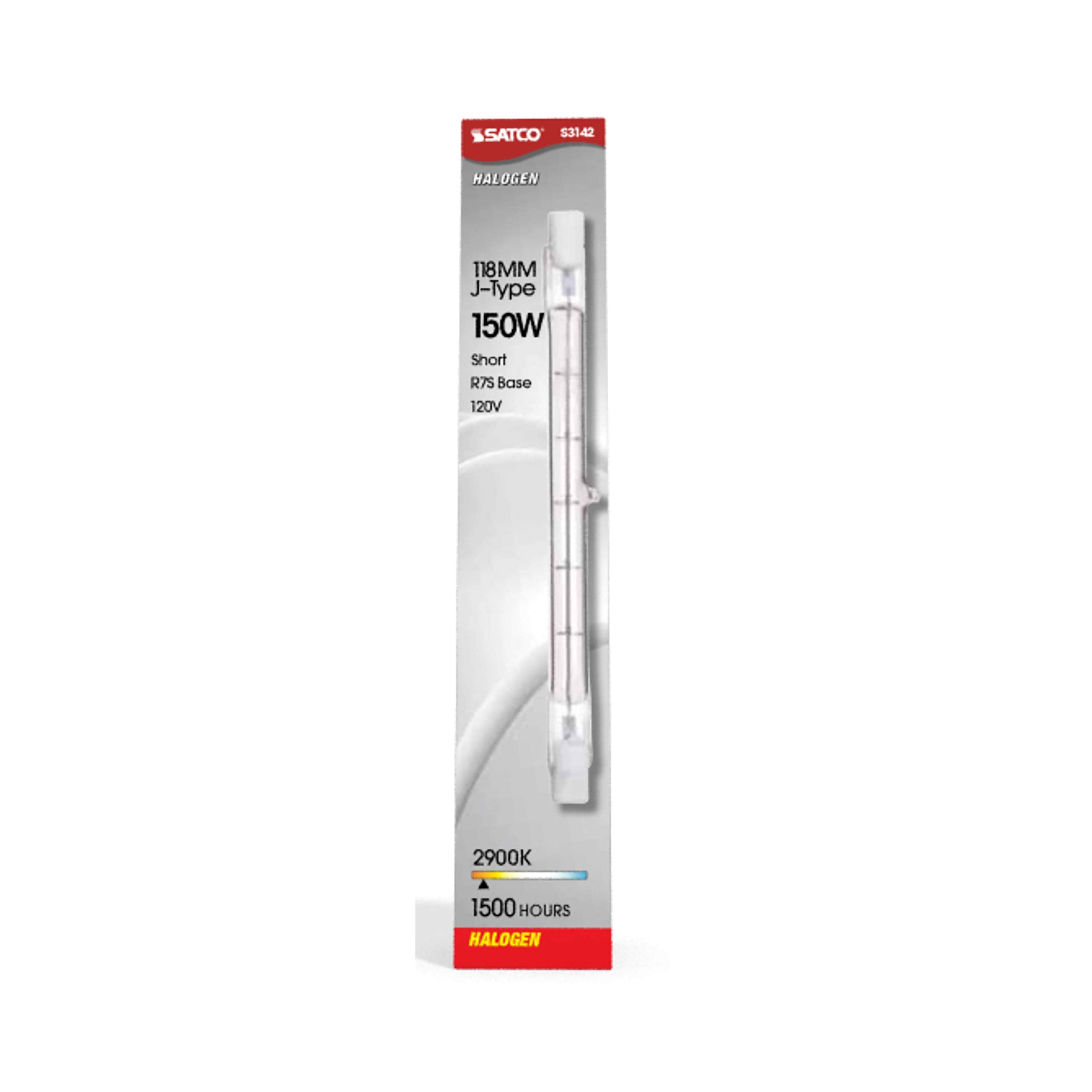 Satco S3142 Halogen Light Bulb 150W Dimmable R7S Base 120V Clear 118mm