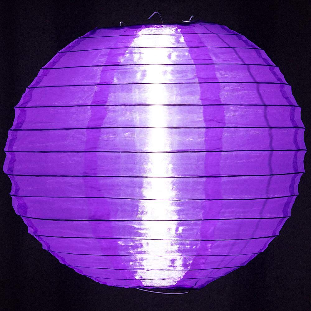 Quasimoon Paperlanternstore.Com 4 Inch Royal Purple Round Nylon Lantern, Even Ribbing, Hanging Decoration (10 Pack)