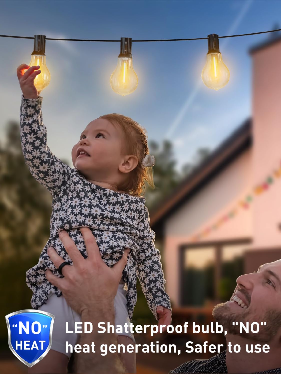 Meidaoduo 200 FT Outdoor String Lights, Waterproof A39 Shatterproof Warm Lights for Patio, 2200K, Model US200100-TX20B0-A39R122