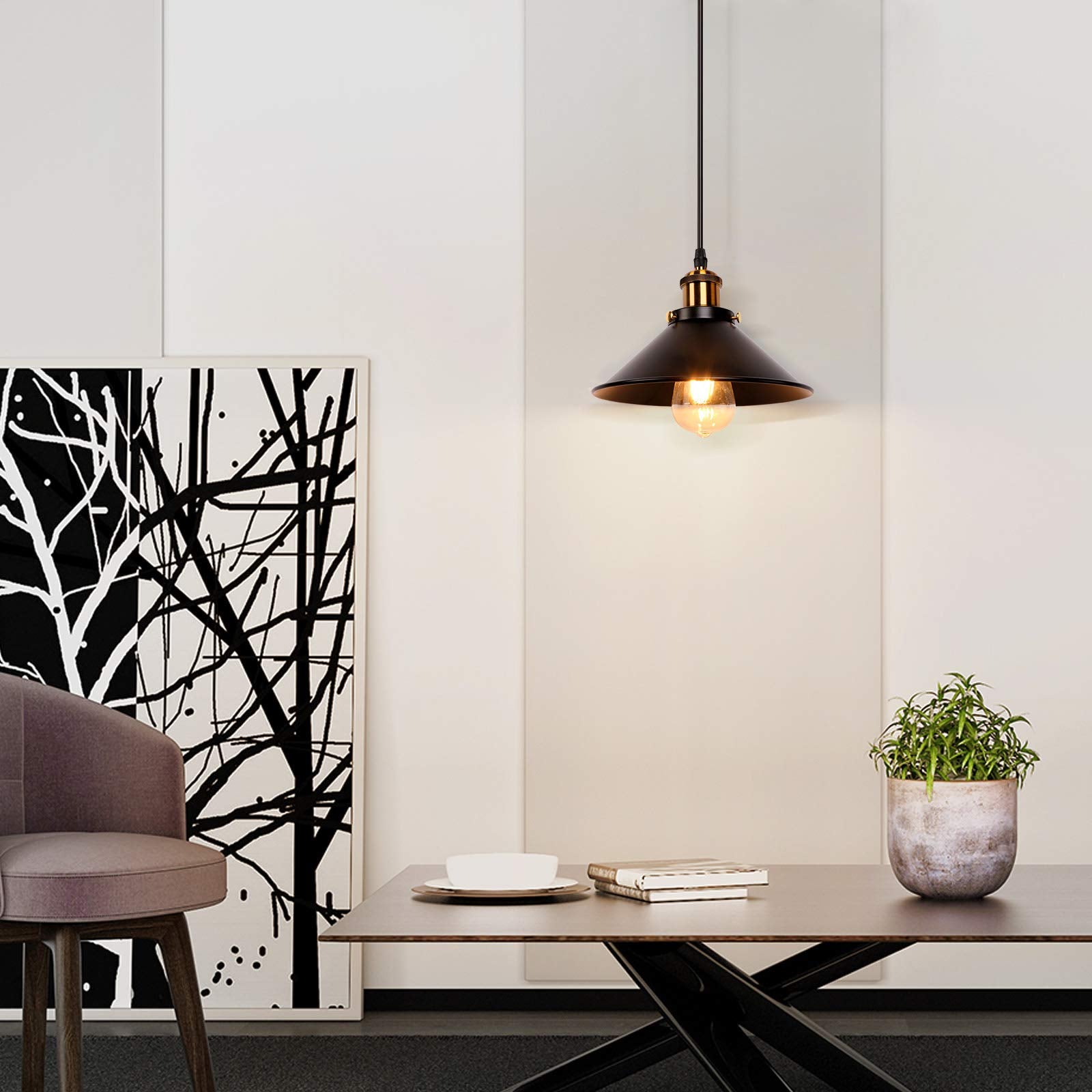 Newrays Pendant Light - Industrial Retro Black Iron - 3 Pack - Model PD2020-3