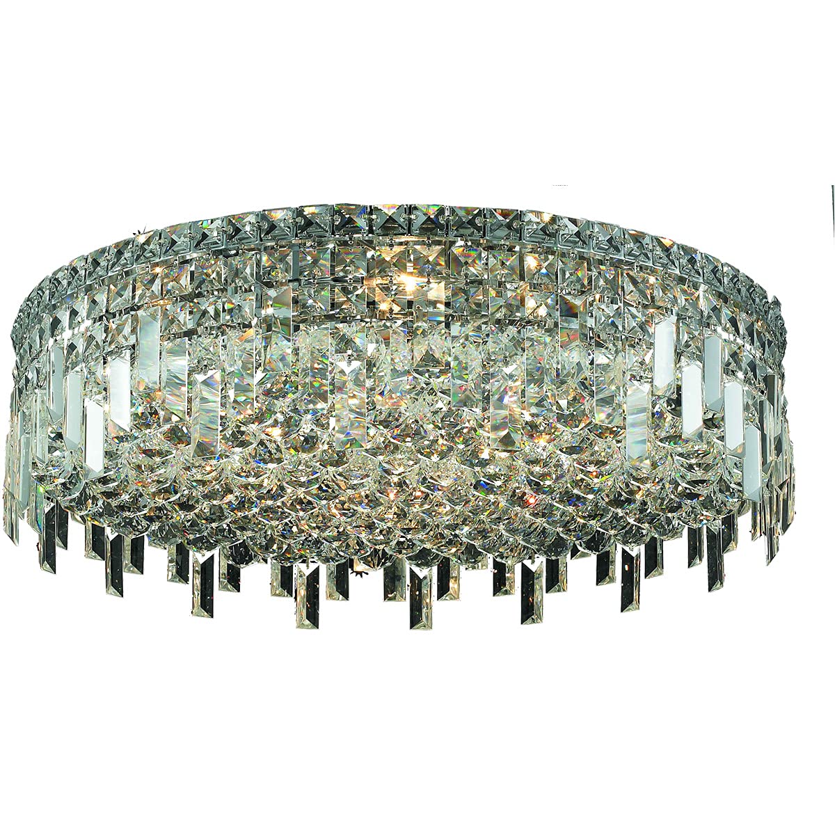 Elegant Lighting 2031F24C/Rc Royal Cut Clear Crystal Maxim 9-Light, Single-Tier Flush Mount Crystal Chandelier, Finished In Chrome With Clear Crystals