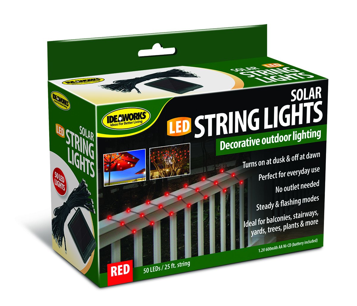 IdeaWorks Outdoor Solar String LED Lights (red)