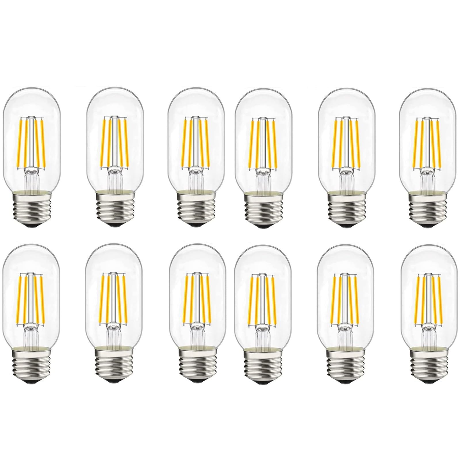 liveMAX LED Tubular Bulb 4W, E26 Clear Edison, 40W Equivalent, 400 Lumens, 2700K Warm White, Pack of 12