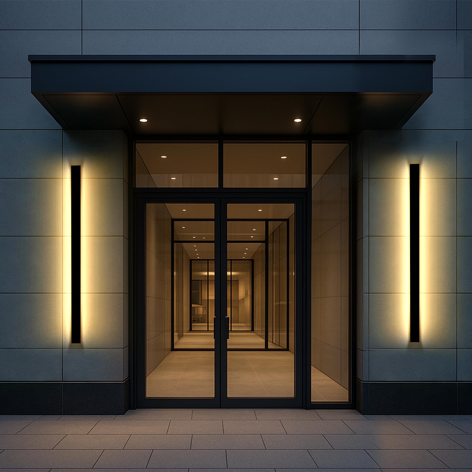 SJIGUANGZ 70.87in Modern Outdoor Lights  3000K Linear Exterior Wall Light Wall Mount  Outside Light IP65 Waterproof Long Wall Sconce Light for Front Door  Garage (2 Pack  Black)