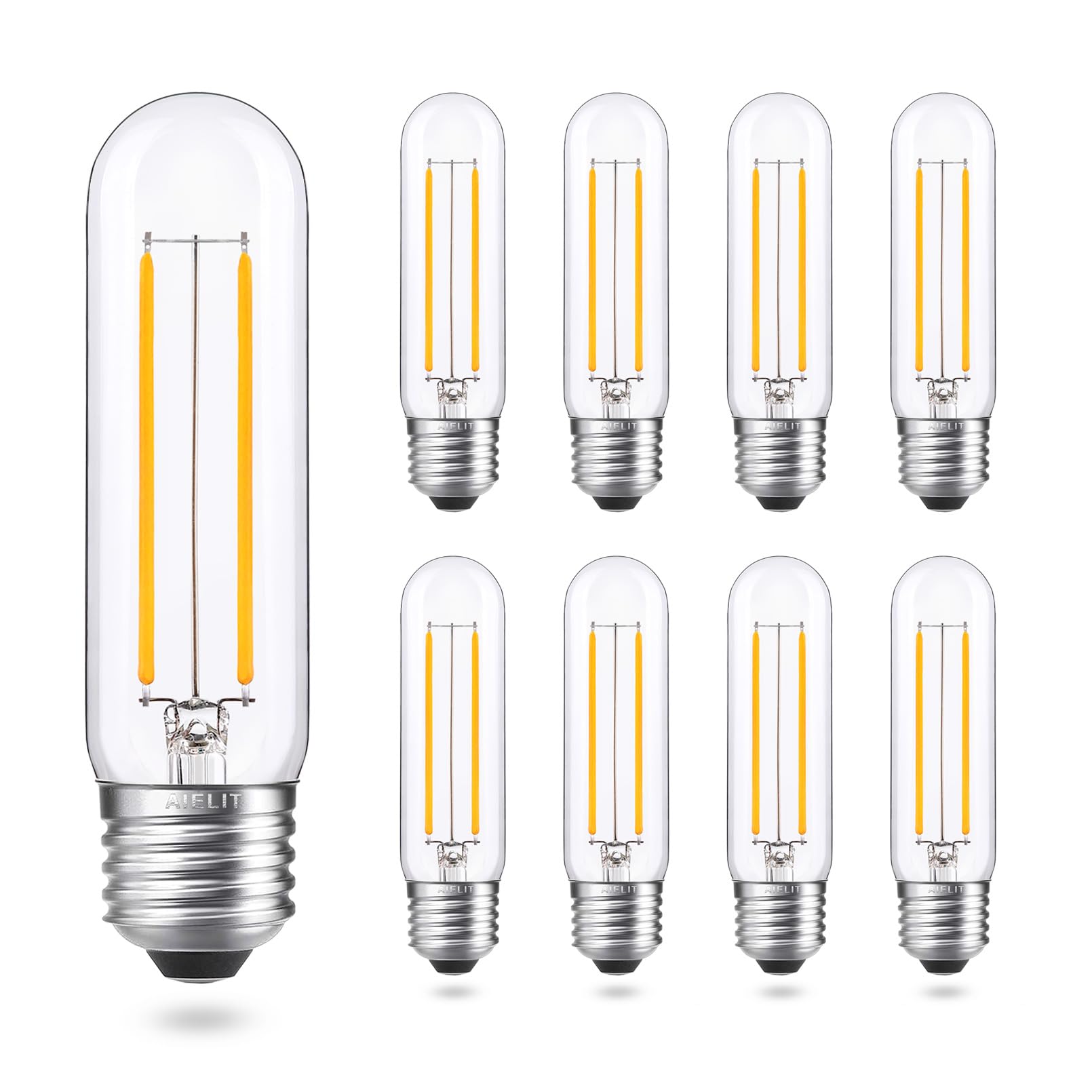 Aielit E26 Led Bulb Dimmable 25 Watt Equivalent, Warm White 2700K, 200 Lumens, Vintage 2W T10/T30 Led Tubular Bulbs, Classic Fil