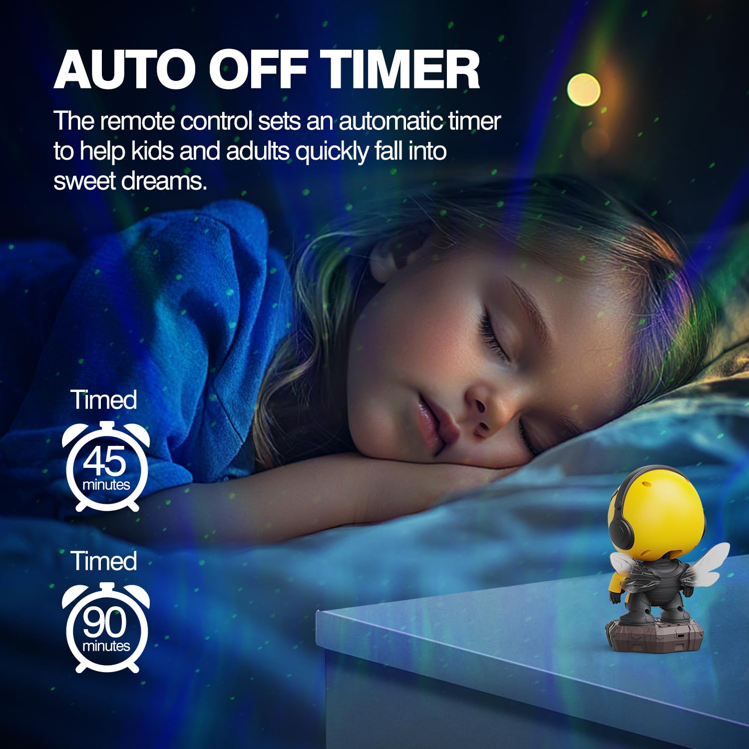 Bee Astronaut Galaxy Projector,Star Projector Galaxy Night Light,Starry Nebula Ceiling Led Lamp With Timer And Remote,Kids Room