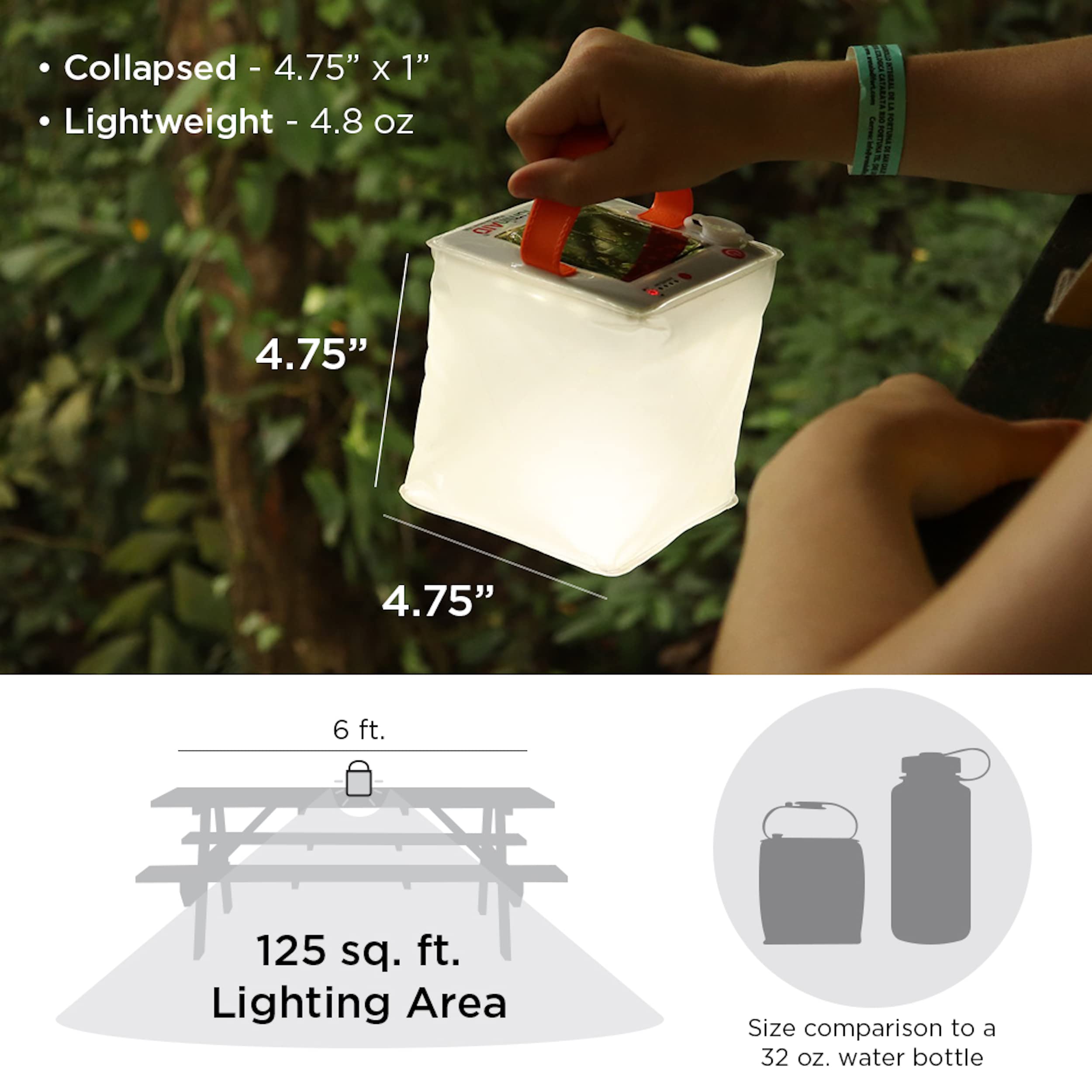 LuminAID Solar Camping Lantern - Inflatable LED Light for Camping, Hiking, Emergency - Solar/USB Powered, White, Model LUMPLNVB