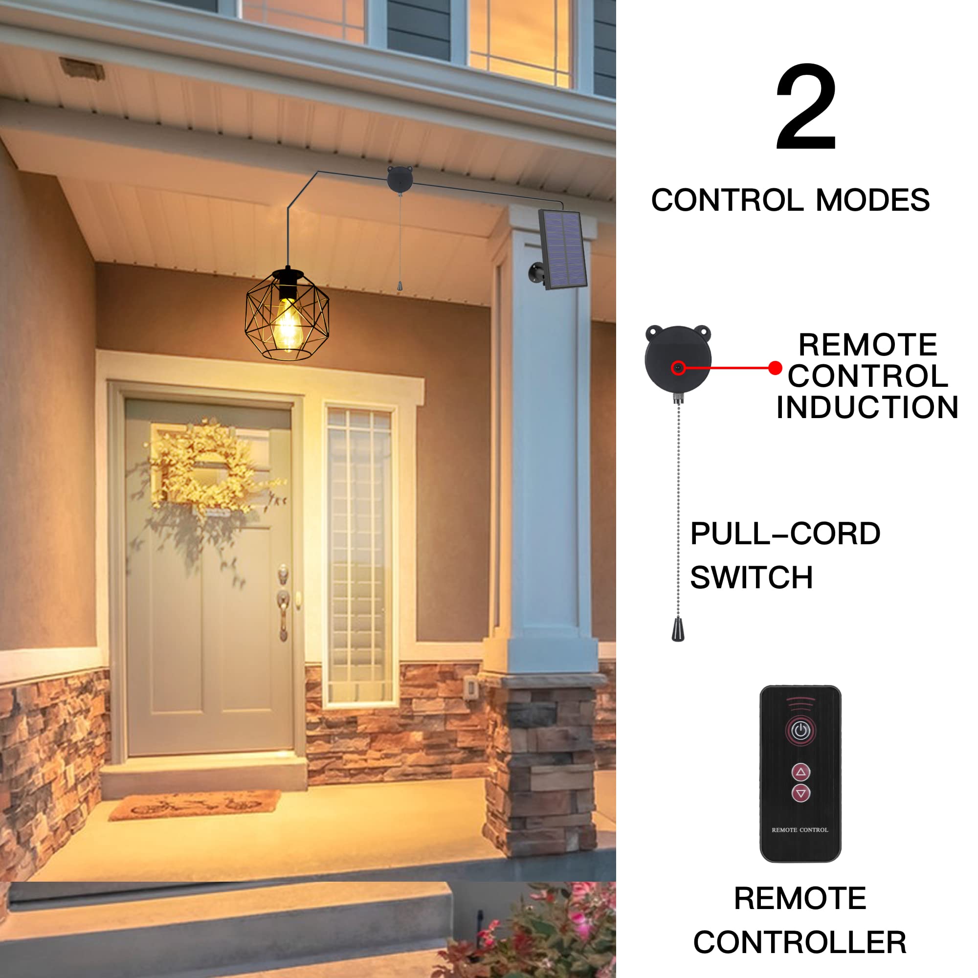 Gosunwey Solar Pendant Light Outdoor Indoor, Solar Chandelier Outdoor Storage Shed Solar Powered Lights With Pull Cord,Solar Indoor Lights For Home Chicken Coop Porch Barn Greenhouse Patio Garden