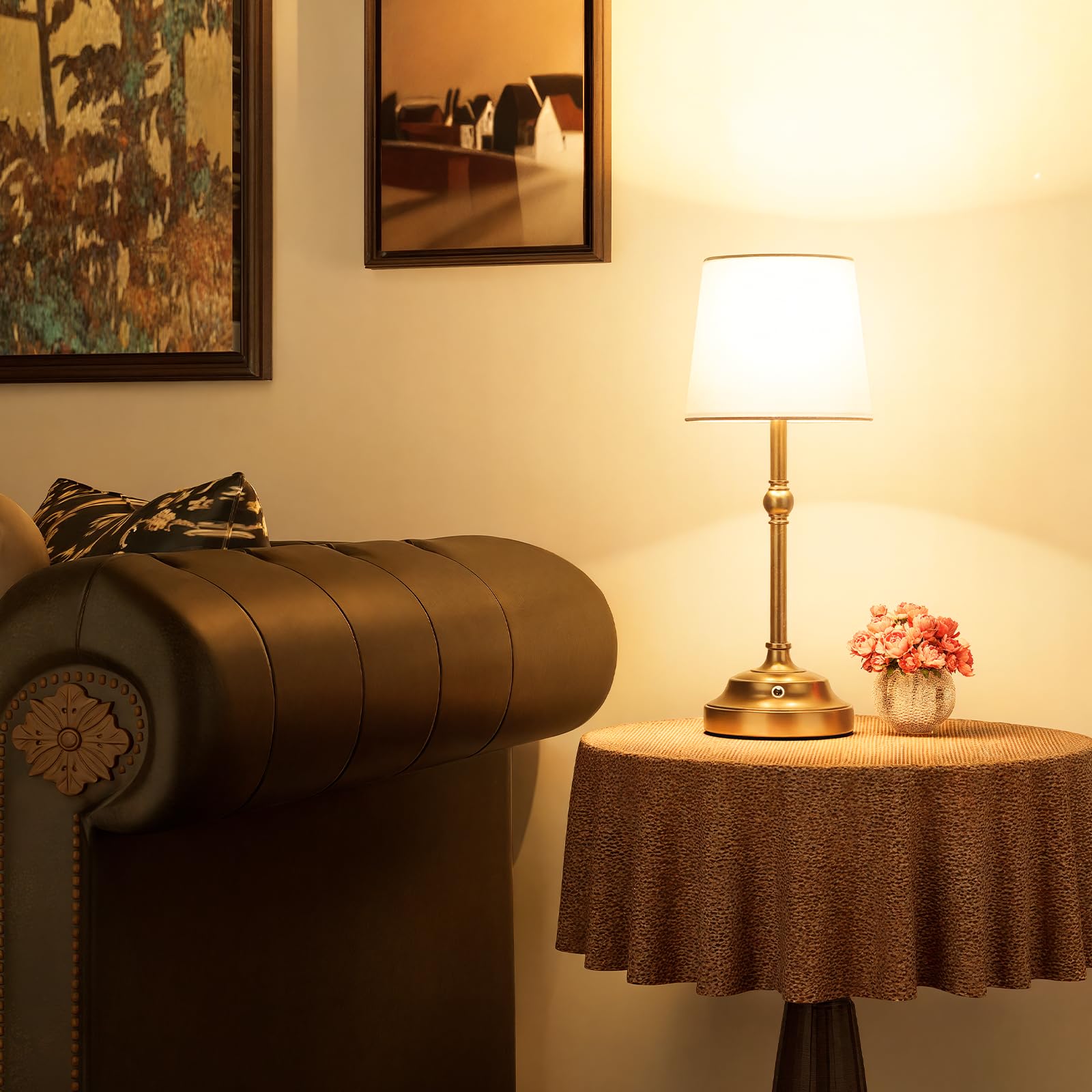 VOLISUN Cordless Table Lamp, Touch Dimmable, 5200mAh Battery, Metal, 1 Pack, Gold, Model 21577ZM