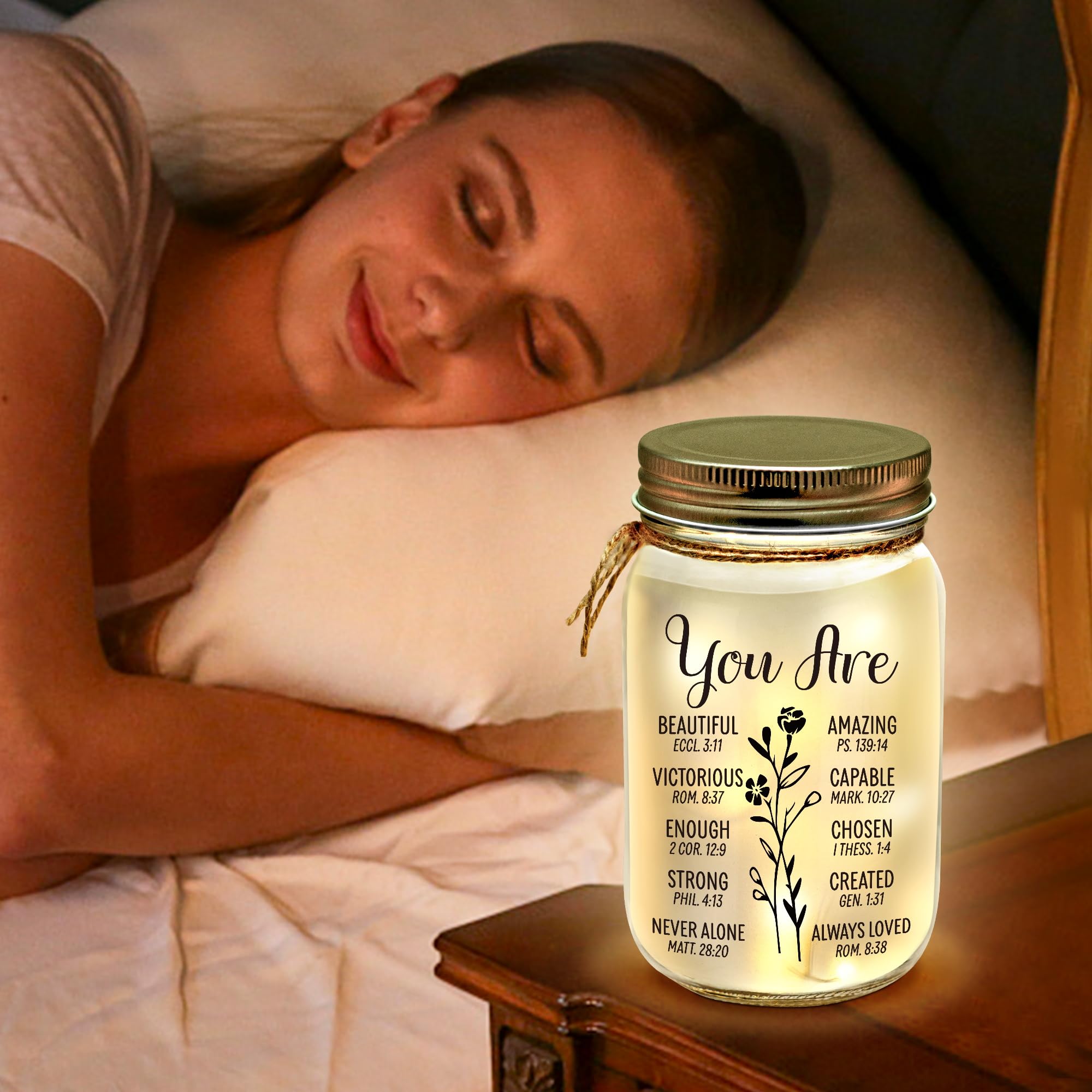 Kenon Mason Jar Night Light Gift For Friend, Birthday Day Gifts For Women, Home Decoration Lights, Personalized Night Light Birt