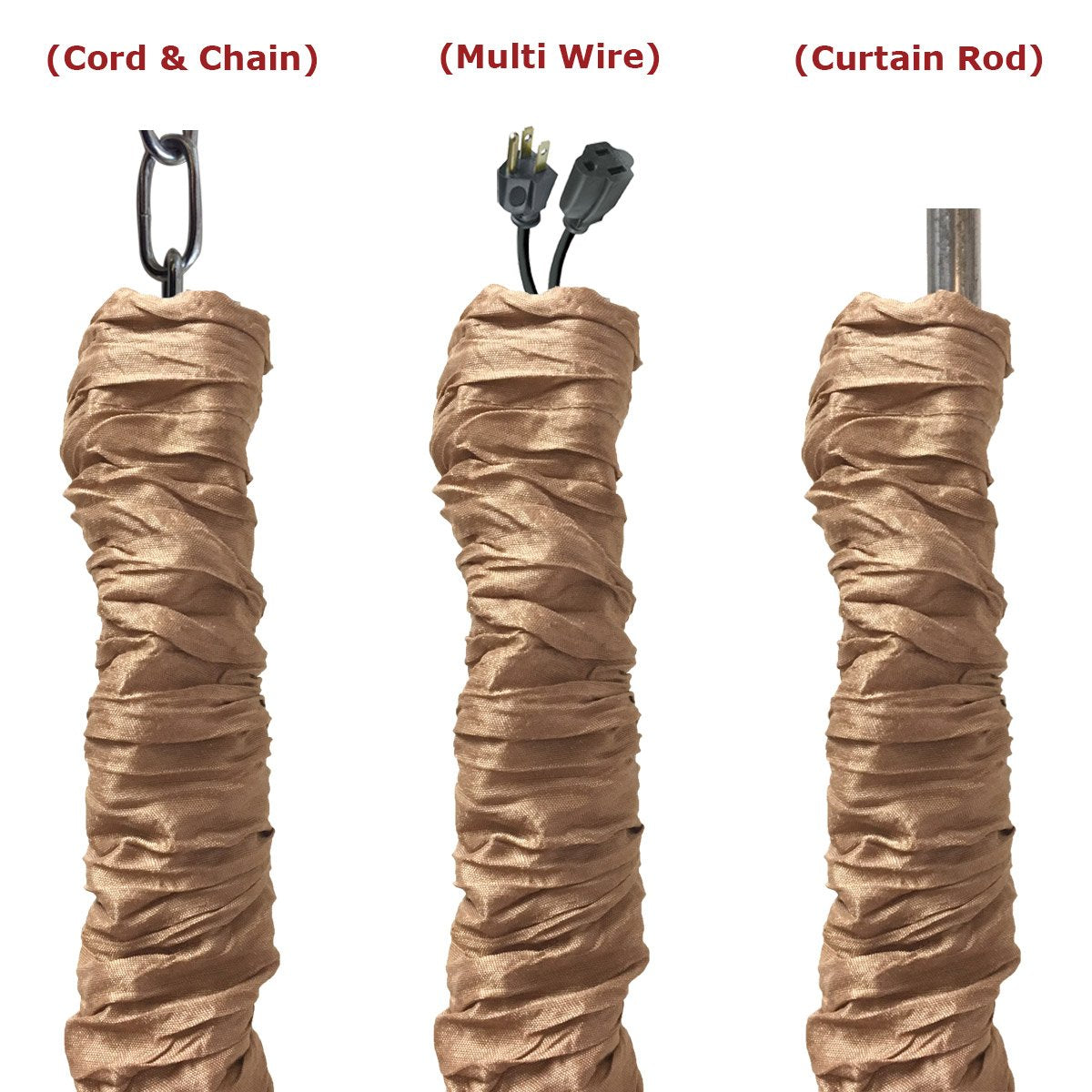 Royal Designs, Inc. Chandelier Pendant Lighting Chain Cover, 4 ft, Brown, 2 Pack, Model CC-8-BR-2