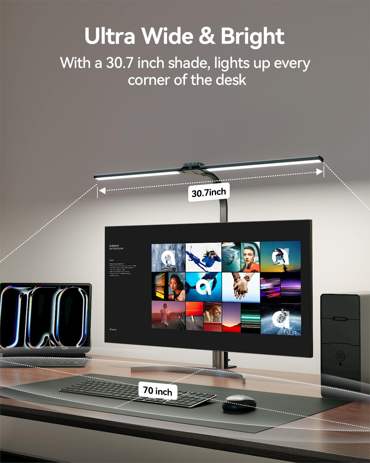 Ausdom Led Desk Lamp For Home Office With Usb Charing Port, Architect Desk Lamp With Clamp, 24W Ultra Bright Auto Dimming Desk L