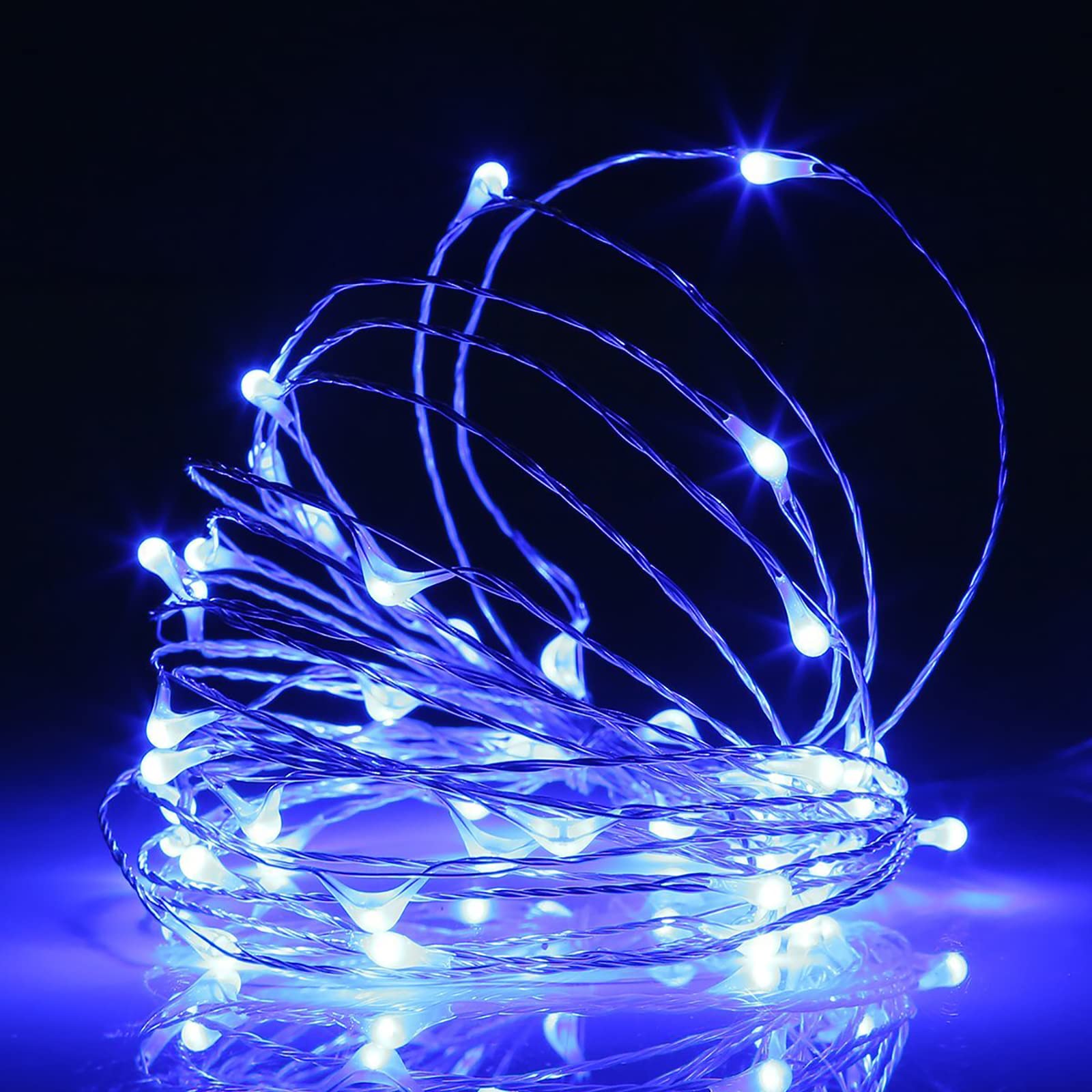 Ehome Fairy Lights, USB Operated Fairy Light Plug in 33ft 100 Led Waterproof String Lights Copper Wire Decorative String Light for Bedroom Indoor Christmas Wedding Party Patio Window (Blue)