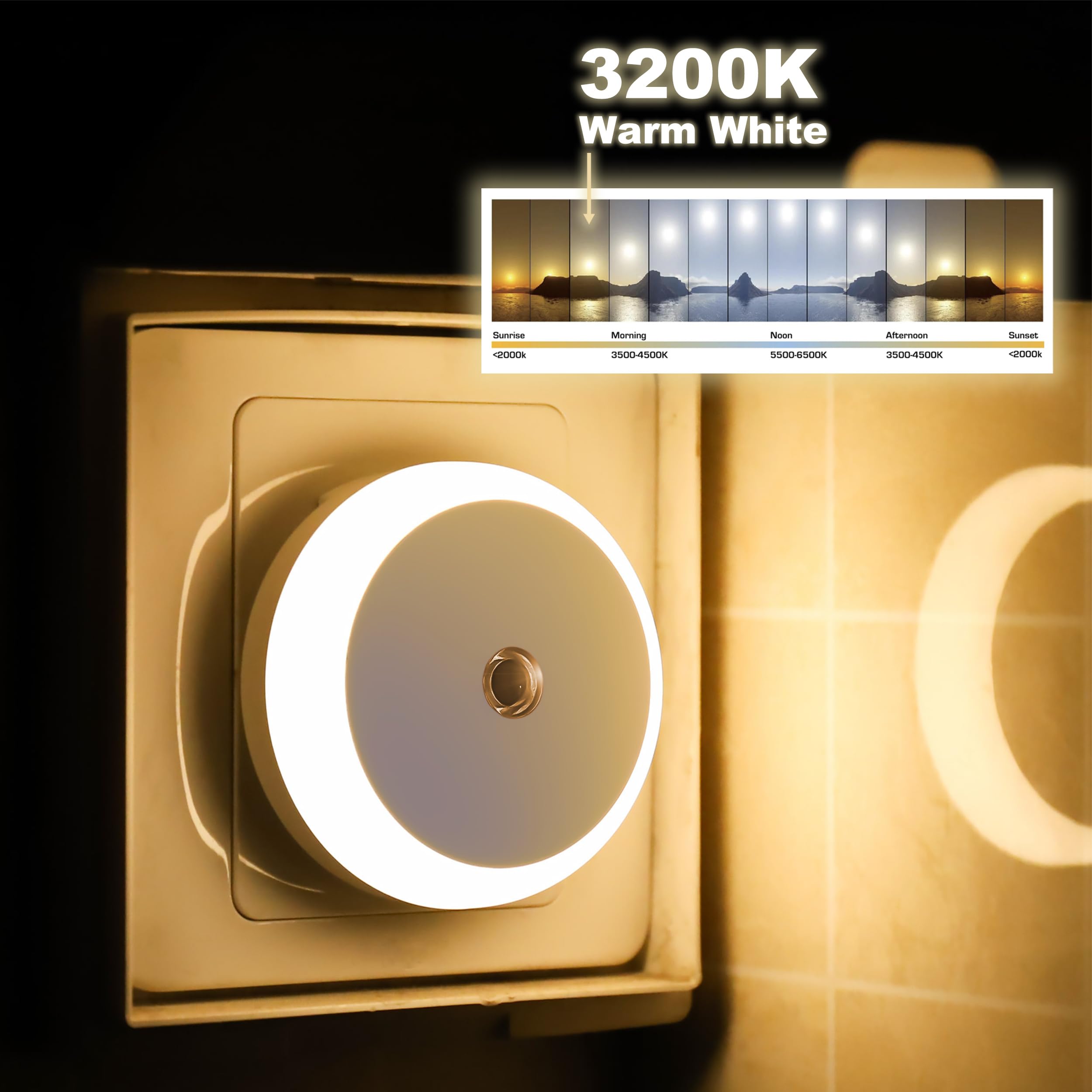 Mycozylite Led Night Lights Plug Into Wall, 2 Pack, Warm Hue, Plug In Night Light, Dusk To Dawn Sensor, Automatic Dimming, Night