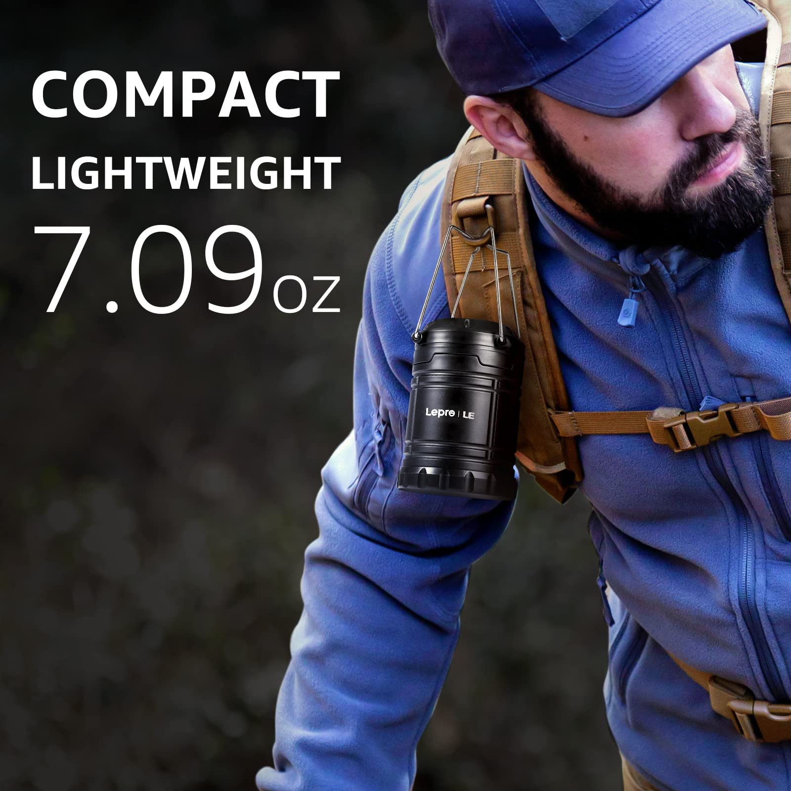 Lepro LED Camping Lanterns, Battery Powered, IPX4 Water Resistant, 2 Pack, Black, Model 3300007-2