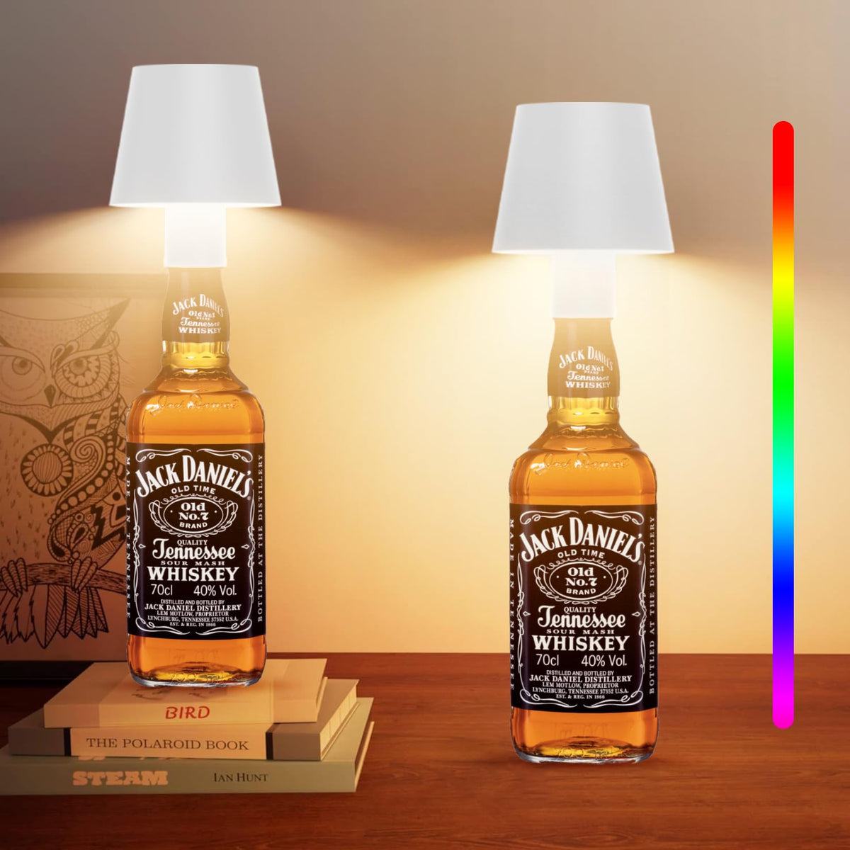 Howskys 2 Pack Led Rechargeable Table Lamp Dimmable Bottle Lamp 3000K+Rgb, Ip54 Wireless Touch Table Lamp For Indoor And Outdoor, 5500 Mah Portable Metal For Family, Restaurant & Bar(White)
