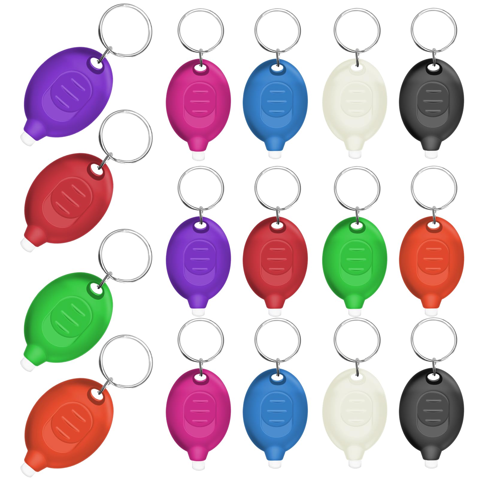 Daemson Mini LED Keychain Flashlight, Ultra Bright, Multicolor Shell, Model YSKL, Compact Pocket Size, Emergency Lighting, 16PCS