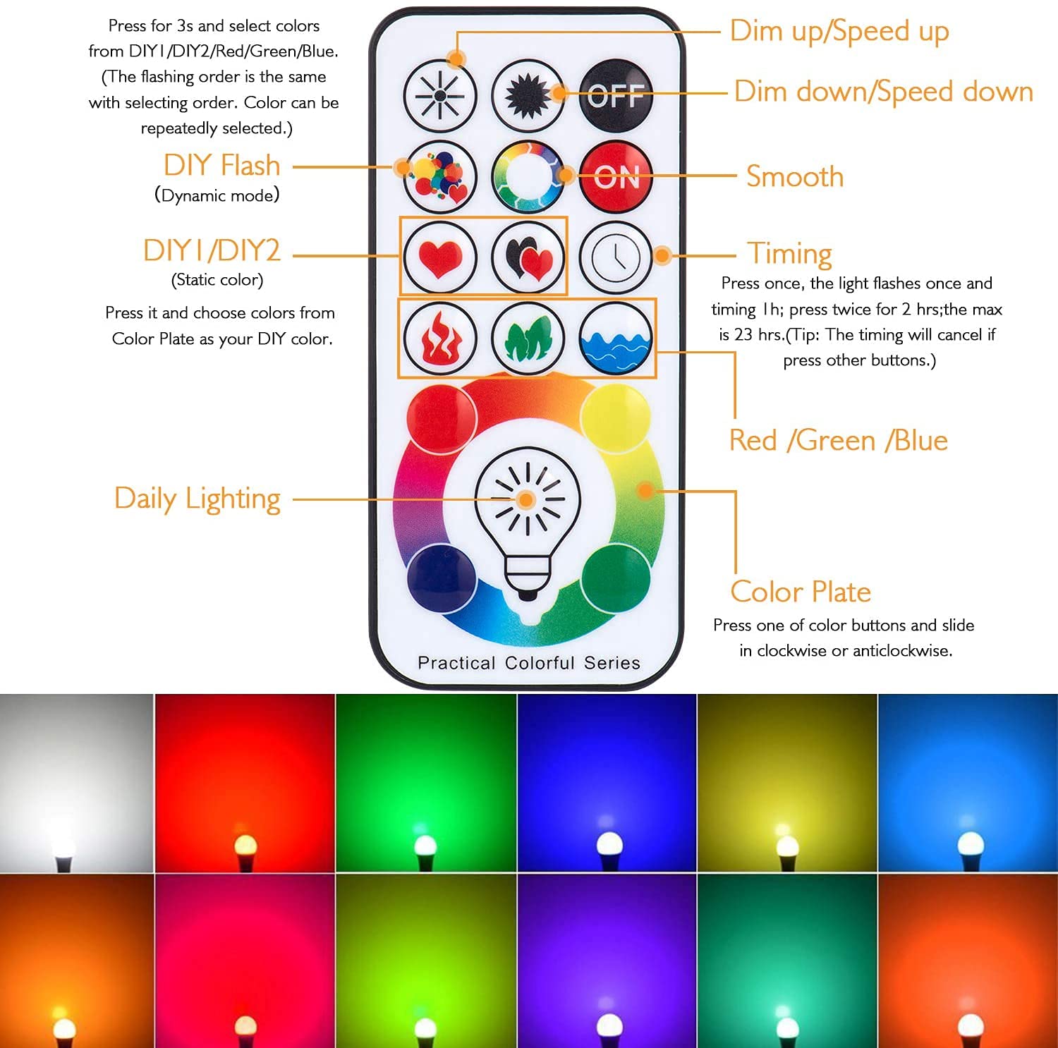 Led Light Bulbs Christmas, 2 Pack Dimmable E26 Led Light Bulb, 10W Rgbw Color Changing Light Bulb With Remote Control, Decorative Lights, Mood Light Bulb, Great For Home Decor, Stage, Party And More
