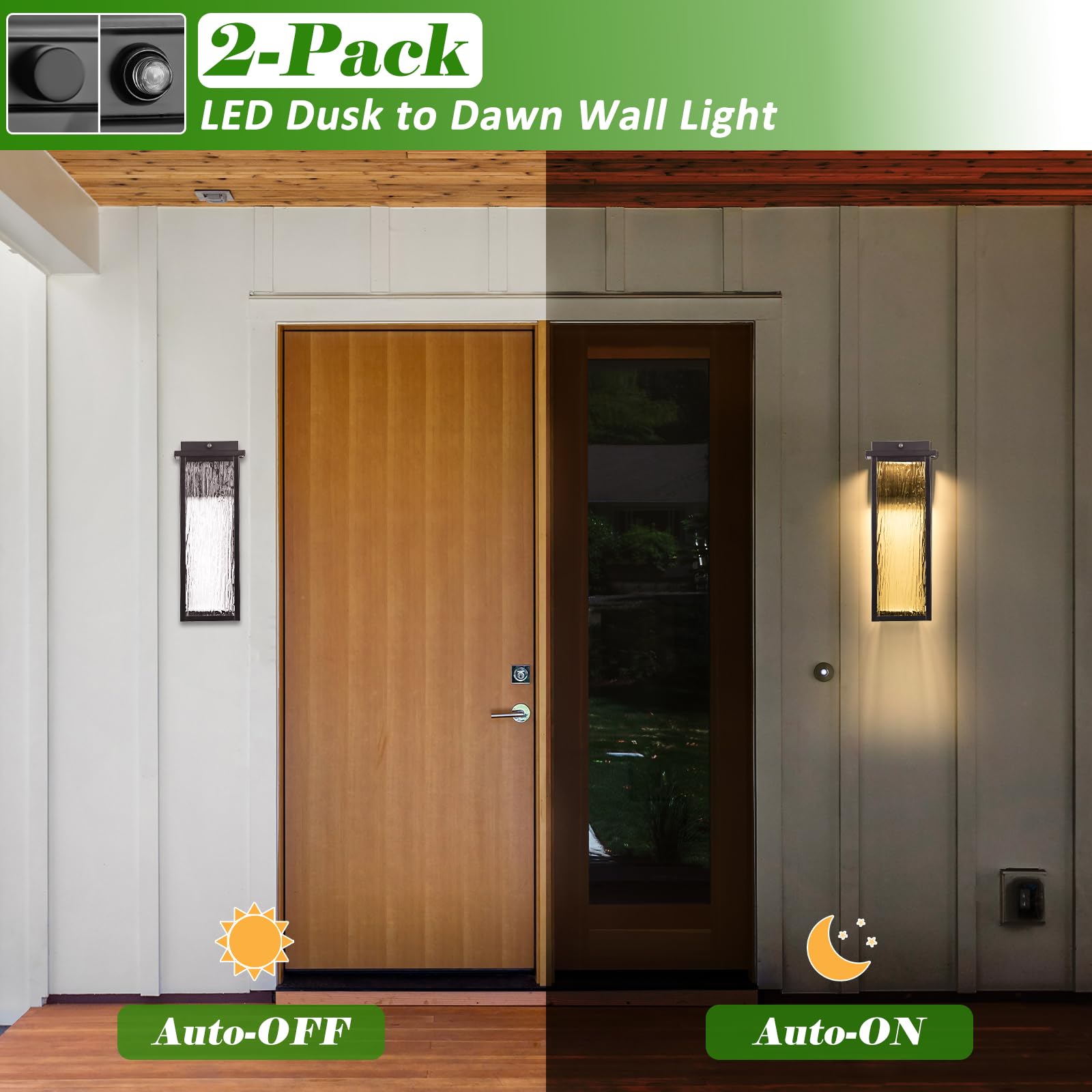 16 Oil Rubbed Bronze Dusk To Dawn Led Outdoor Wall Light  Large Brown Exterior Lighting Fixture  Modern Outside Wall Mounted Porch Sconce  Waterproof Patio Lantern Lamp With Sensor  1 Pack