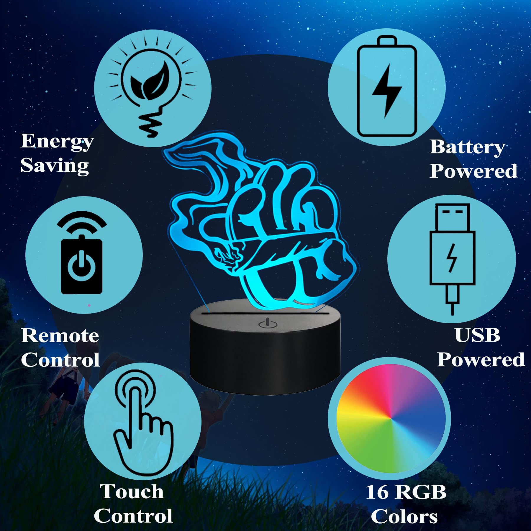 Posshe Cool 3D Night Light, 3D Illusion Lamp With 16 Colors Changing, Remote Control And Dimmable, Kids Boys Girls Room Decorati