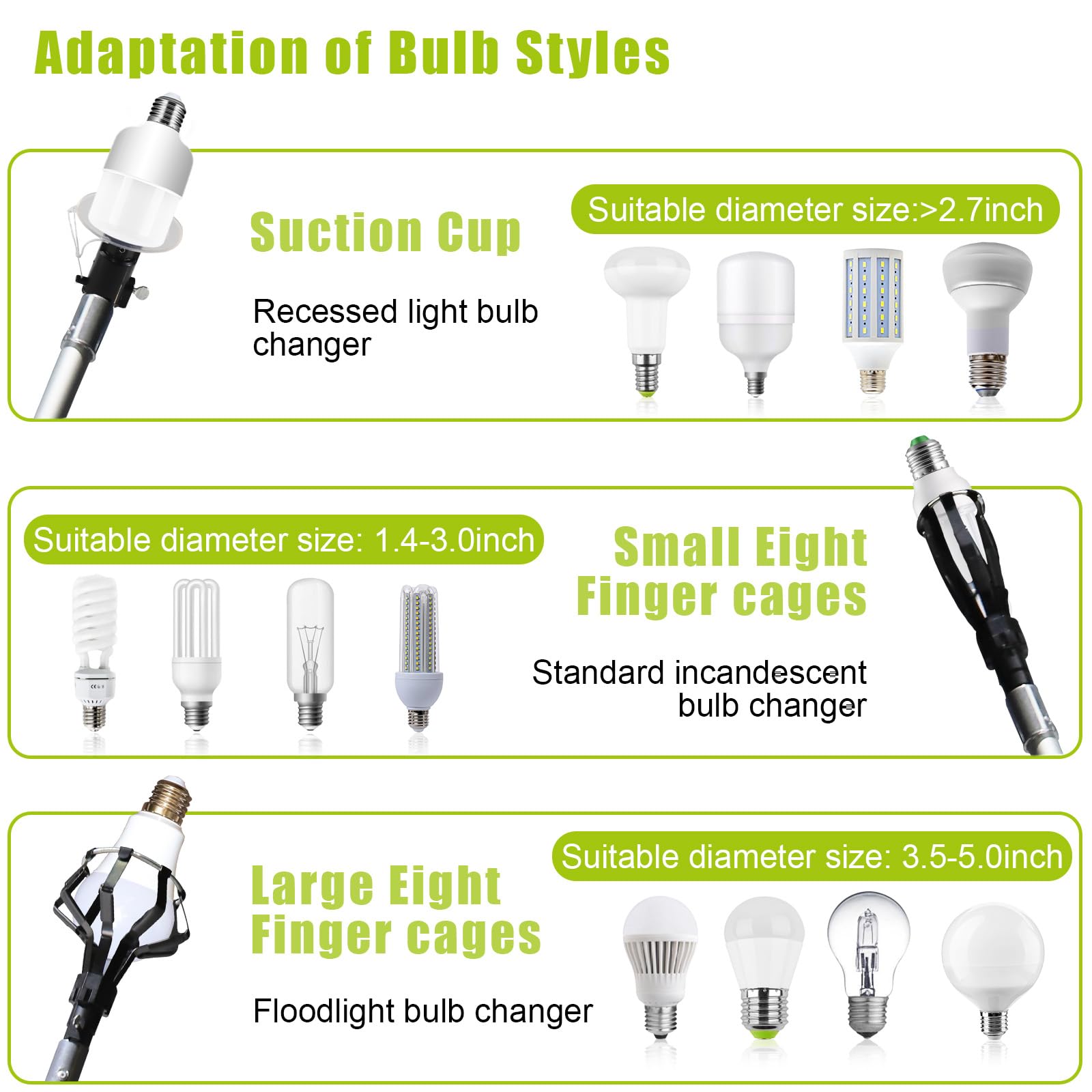4 Pcs Aluminum Telescoping Changer With Pole, 3 Ft To 12 Ft Changer For High Ceilings, Light Bulb Changer Pole With Basket And S
