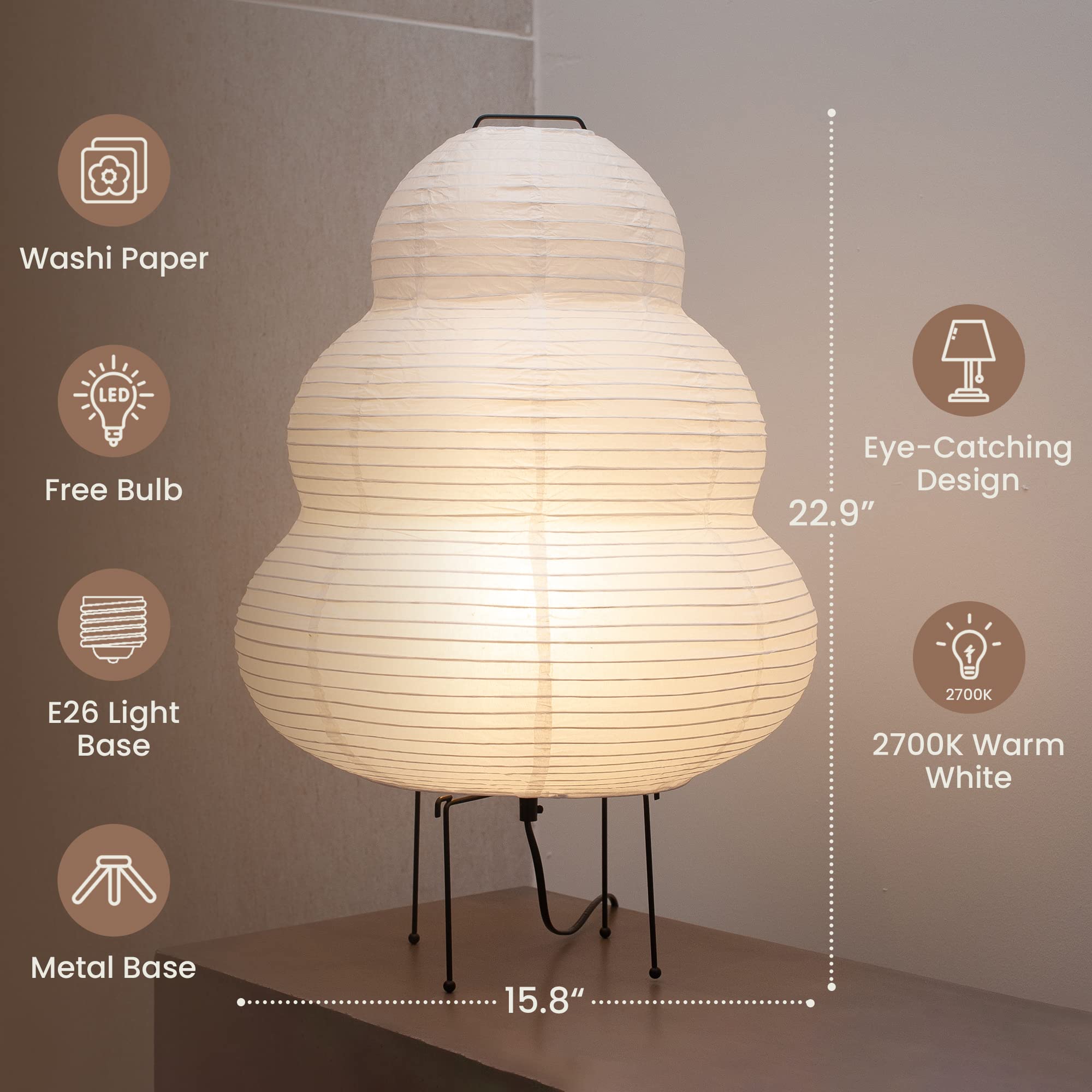 Japanese Paper Floor Lamp - Paper Lantern Floor Lamp - Cozy Mid Century Floor Lamp (Floor Lamp)