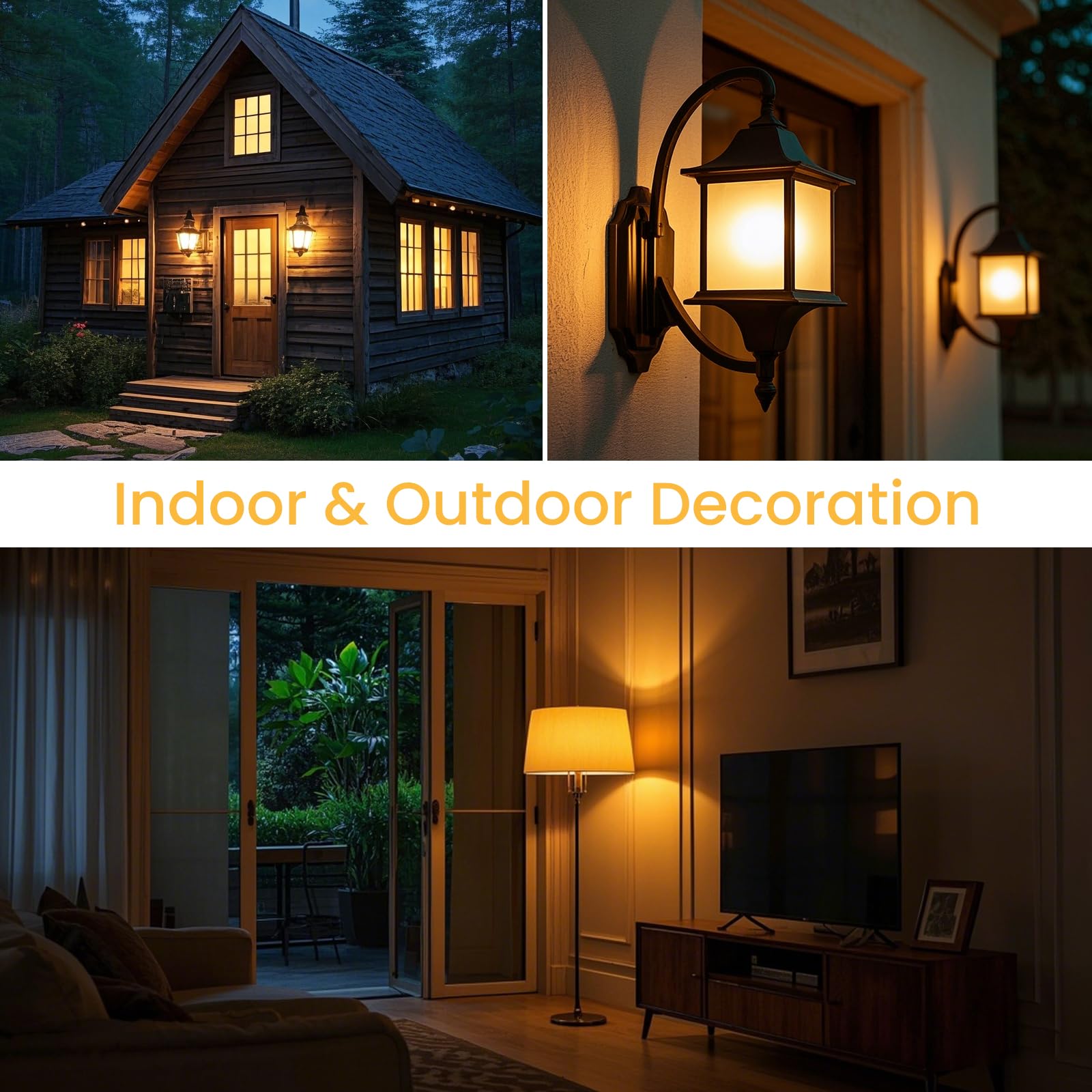 Roche Jaune Bug Light Bulbs, Yellow Bug Lights For Outside, A19 9W Equivalent 60W, 2000K Amber Porch Light Bulb, E26 Base, Not-D