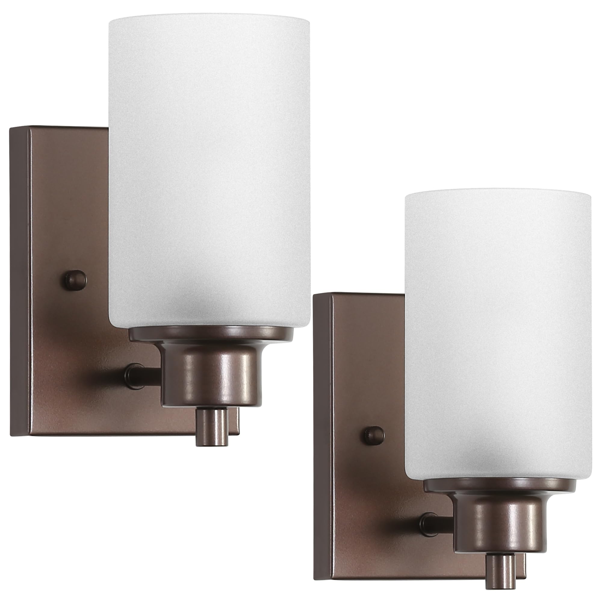 2 Pack Wall Sconces Bathroom Lights, Indoor Bath Vanity Light Fixtures For Living Room Porch Bedside, Oil Rubbed Bronze With Whi