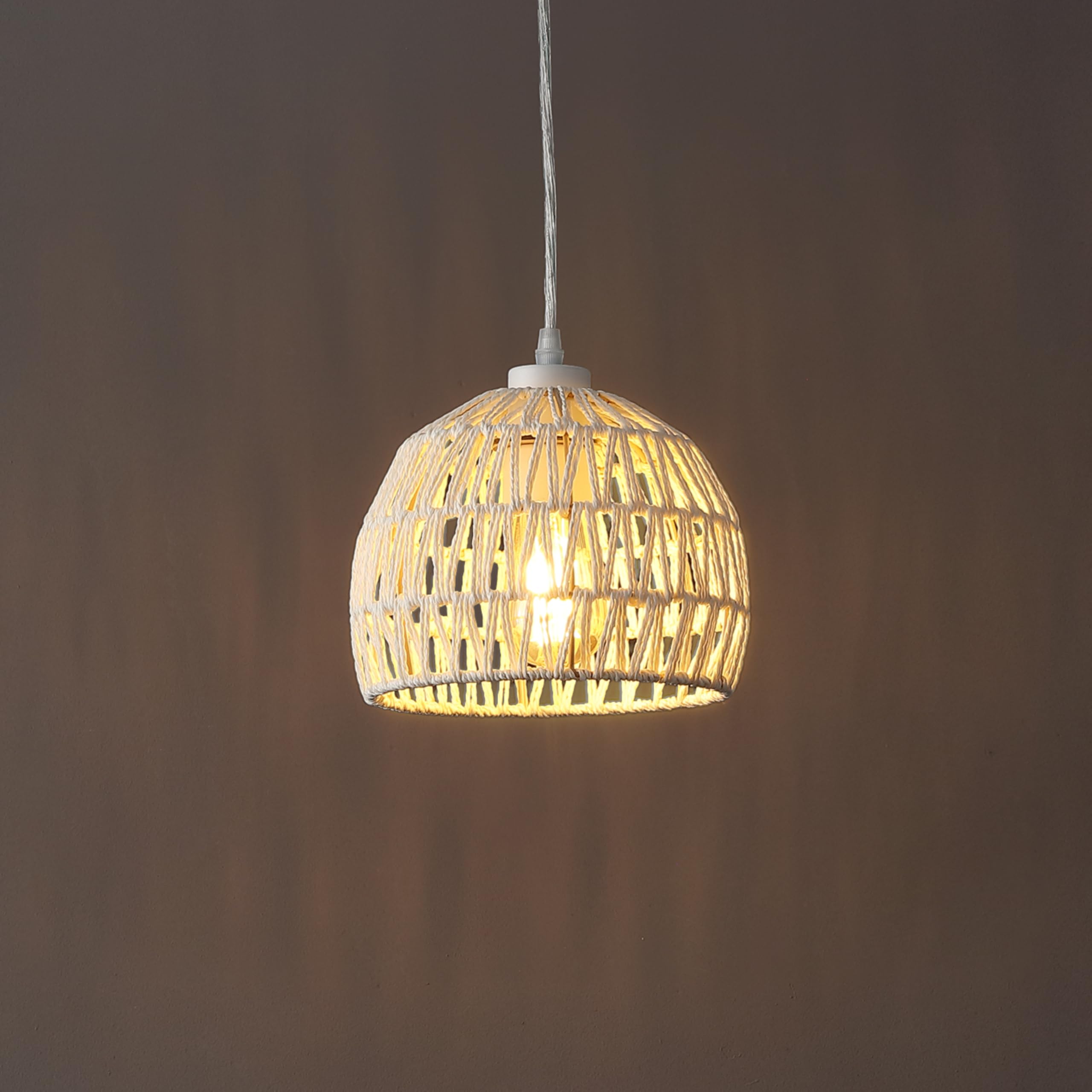Jonathan Y Jyl6512C Campana 8.25 1-Light Bohemian Modern Woven Rope/Iron Led Pendant Farmhouse, Coastal, Transitional, Kitchen,