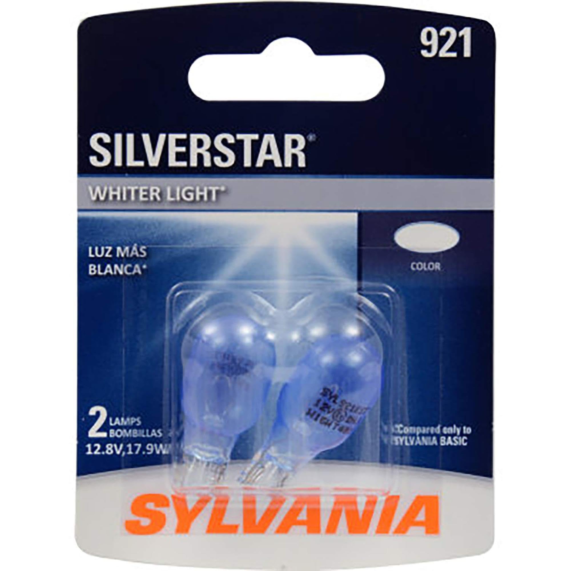 SYLVANIA - 921 SilverStar Mini Bulb - Brighter and Whiter Light, Ideal for Center High Mount Stop Light (CHMSL) and More (Contai