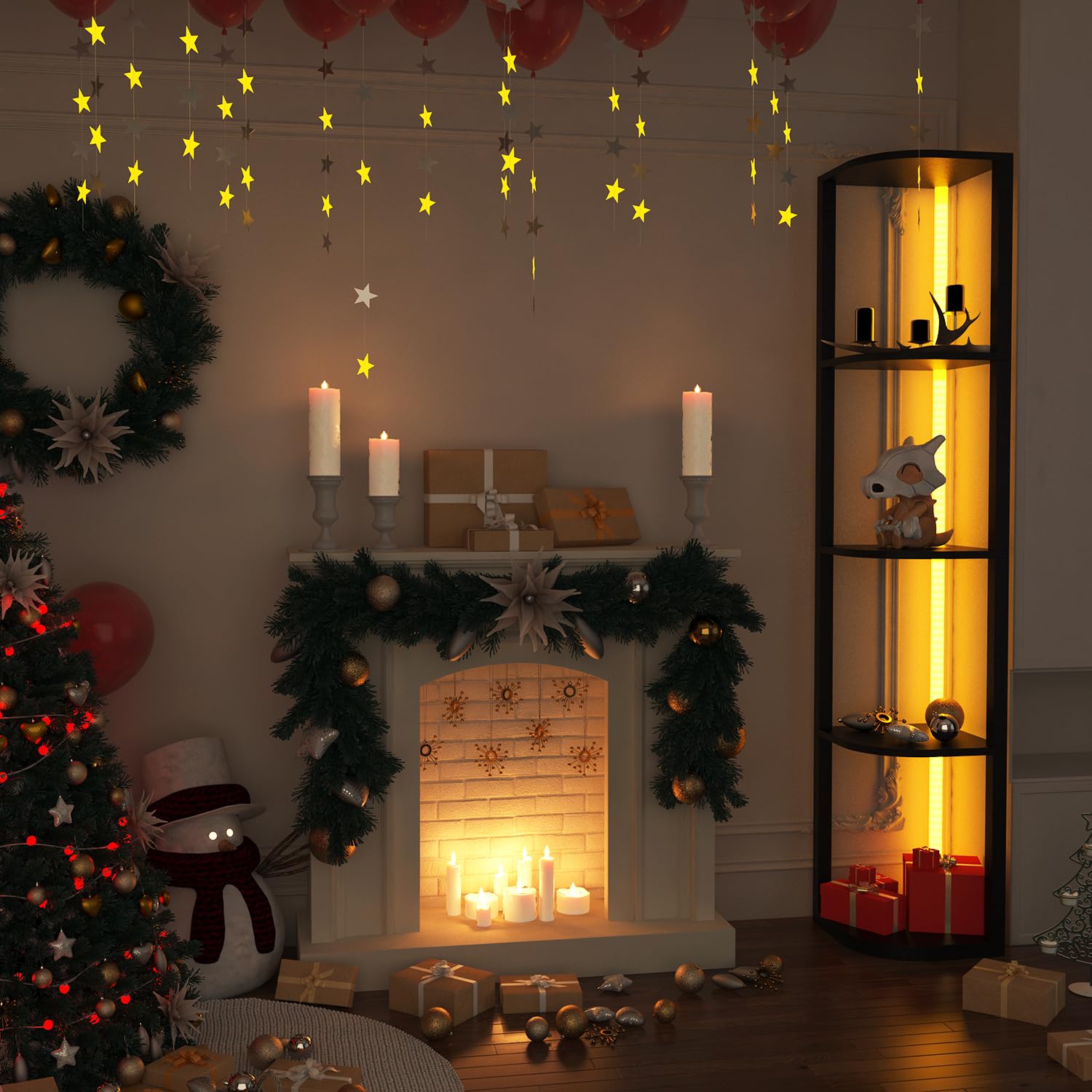 Rojasop 5 Tiers Corner Shelf With Light Tall Display Shelf For Collectibles Control Multiple Color Lights Via App And Remote Control Floor Lamp With Shelf Supports Dimming For Living Room Bedroom Home