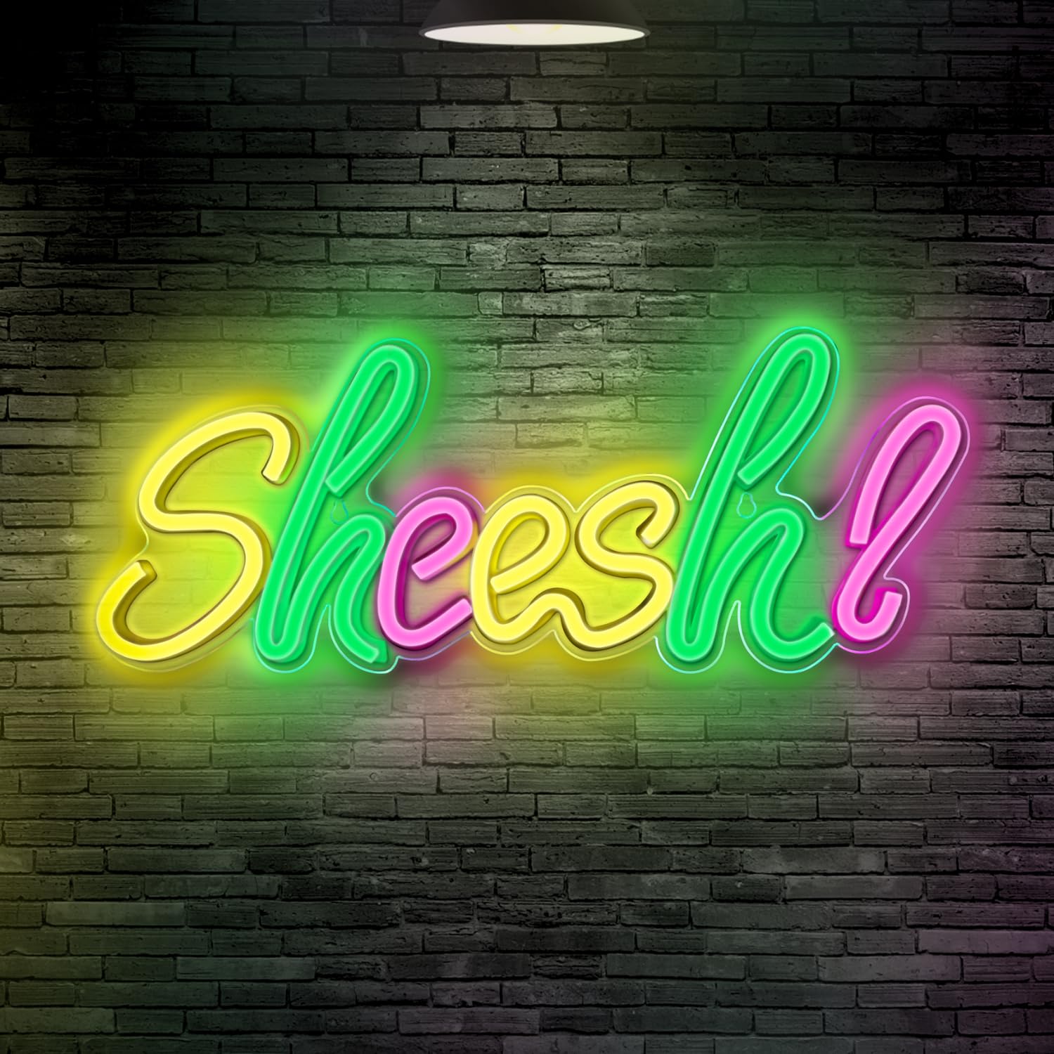 Sheesh Neon Sign - Multi Color LED Neon Light - Tiktok Meme Gaming Room Setup - USB Powered Wall Decor For Bedroom, Livingroom,
