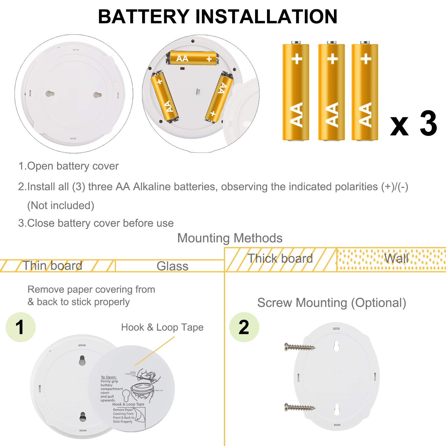 HONWELL Wireless LED Spotlights 2 Pack, White Accent Puck Lights with Remote, Model H624IR for Indoor Lighting