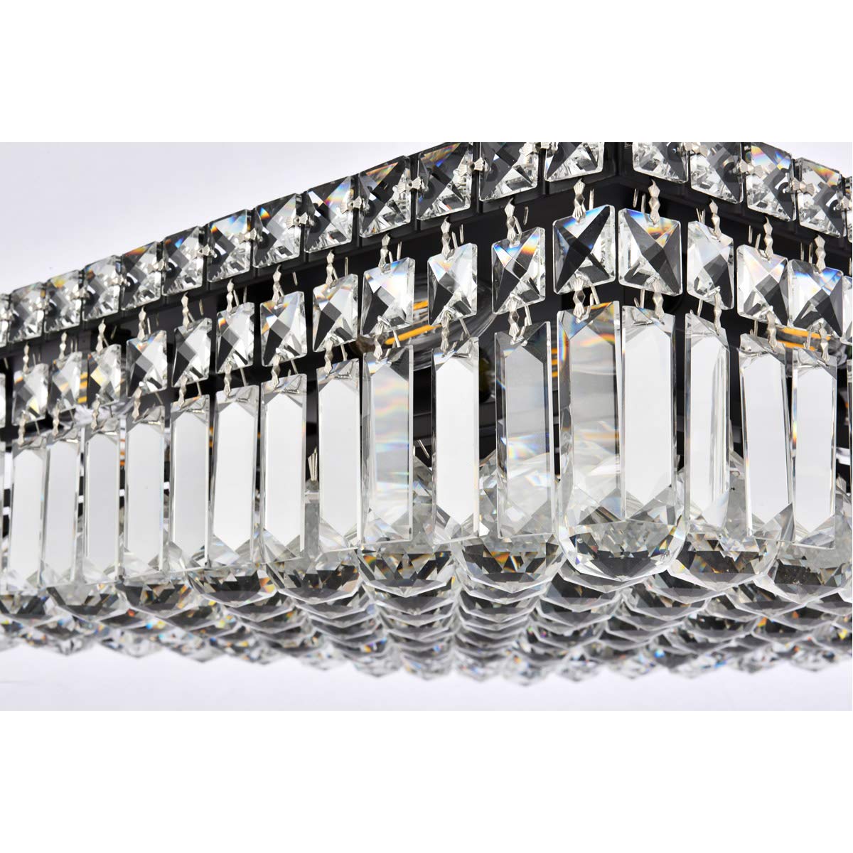 Elegant Lighting Maxime 20&quot; Black Metal & Crystal Flush Mount Ceiling Light Fixture