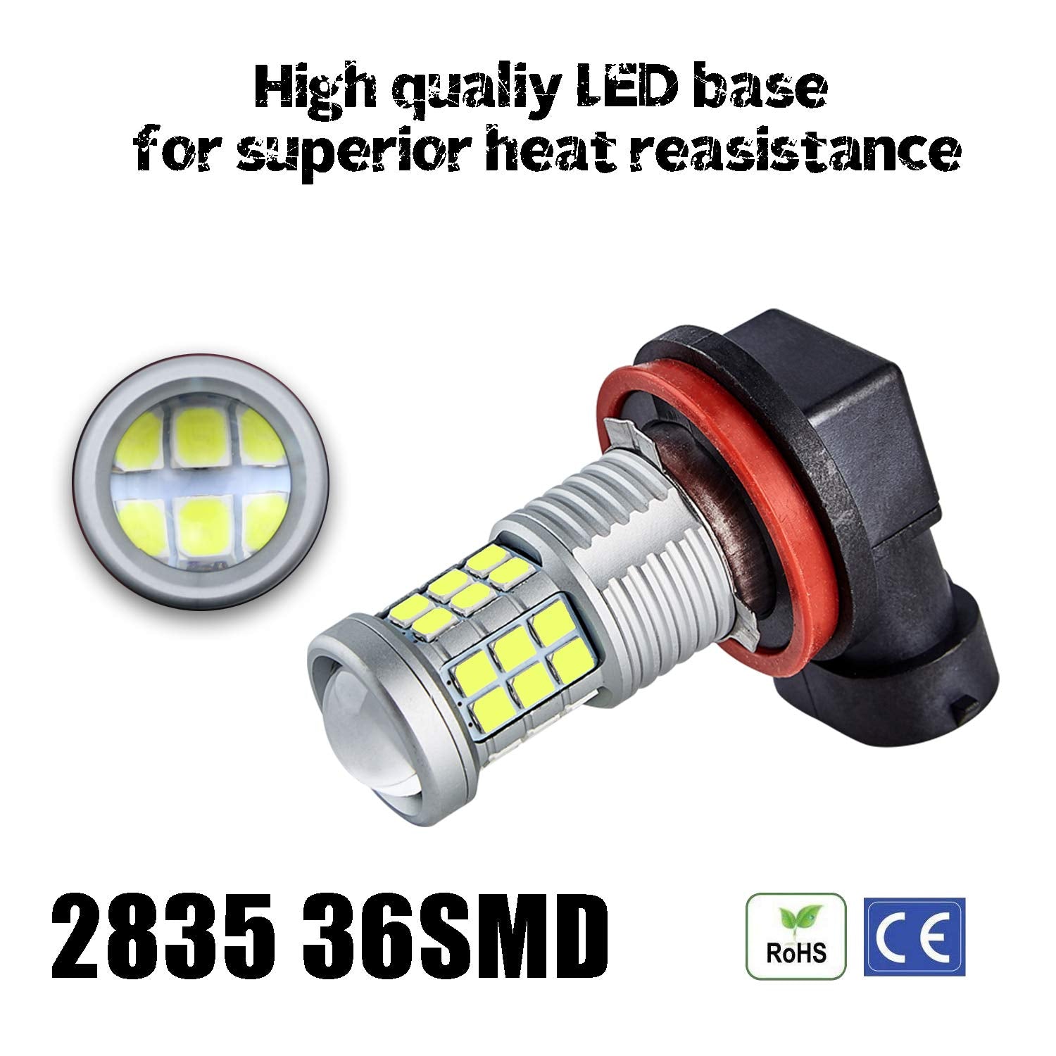 Kisled Super Bright 3000Lm H8 H11 Led Fog Lights Bulbs Drl High Power 3030 Chips With Projector Lens Replacement For Cars Trucks, Lemon Green