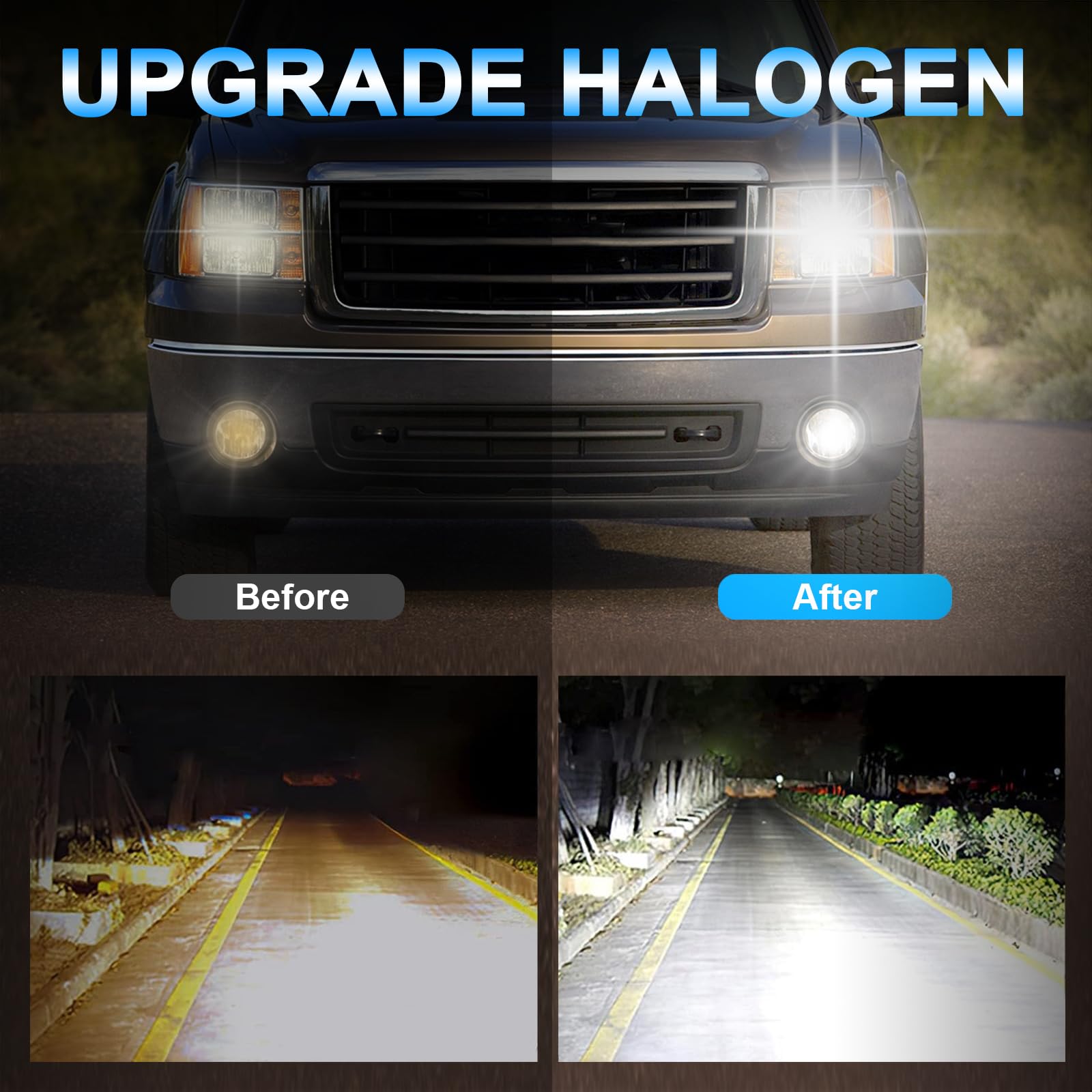 XRDHJI Halogen Headlight Bulb Kit, 9005 High Beam + H11 Low Beam + 9006 Fog Light, Silvery, Fits Dodge Ram 1500 2500